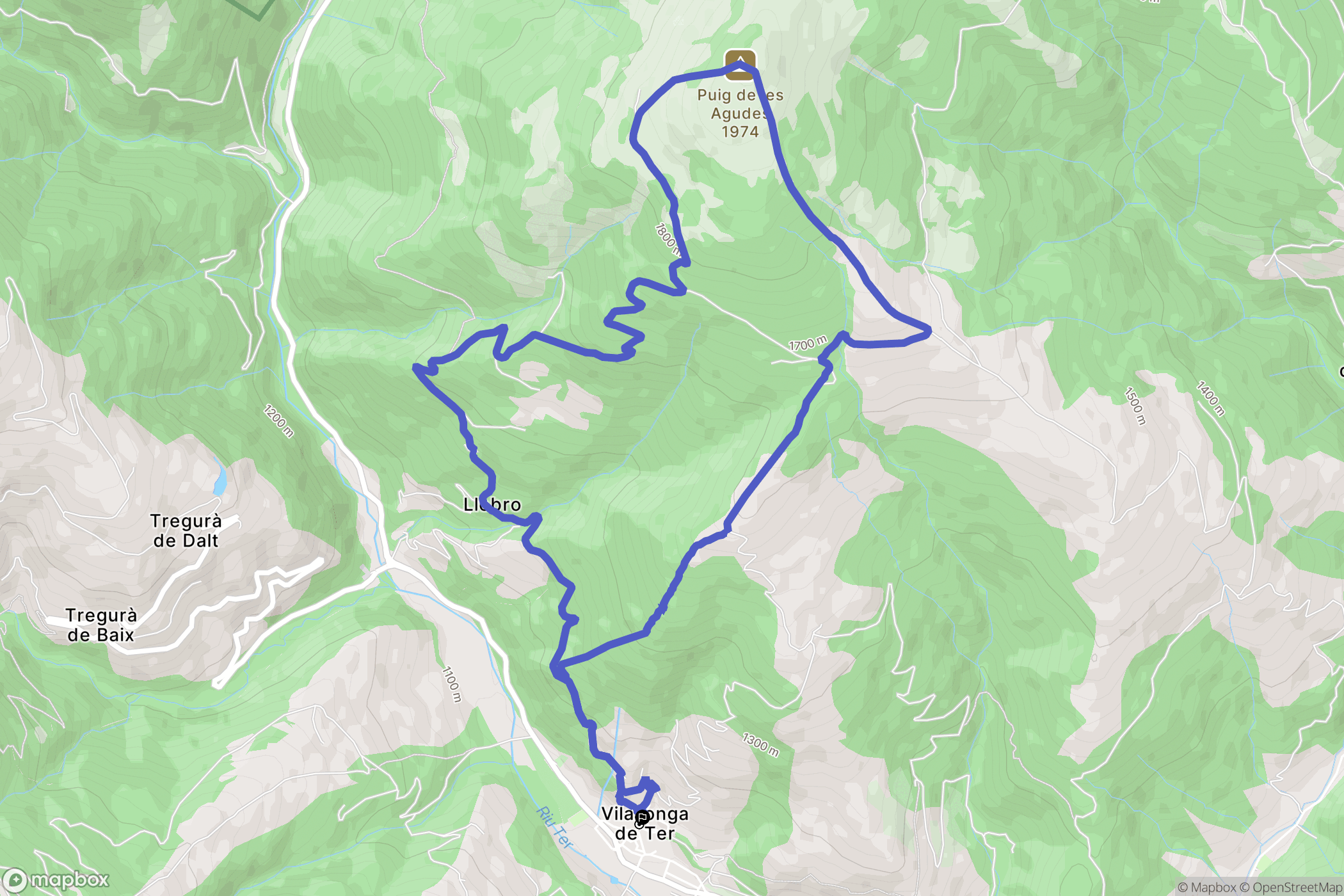 Vilallonga de Ter : carte du parcours de randonnée - Spain
