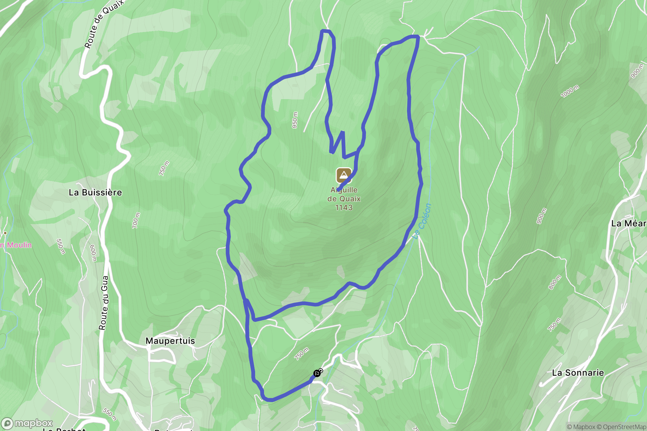 Quaix-en-Chartreuse : carte du parcours de randonnée - France