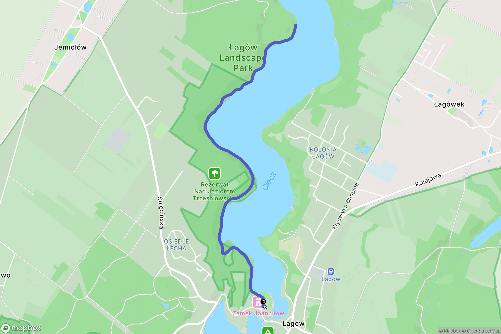 Łagów: mapa trasy - Poland
