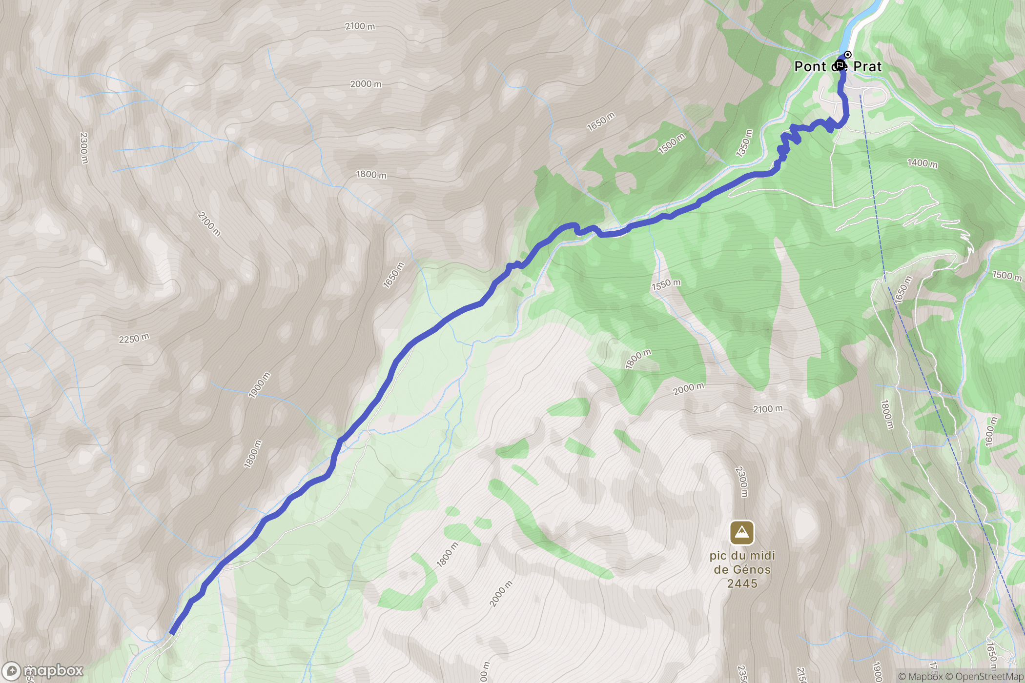 Génos : carte du parcours de randonnée - France