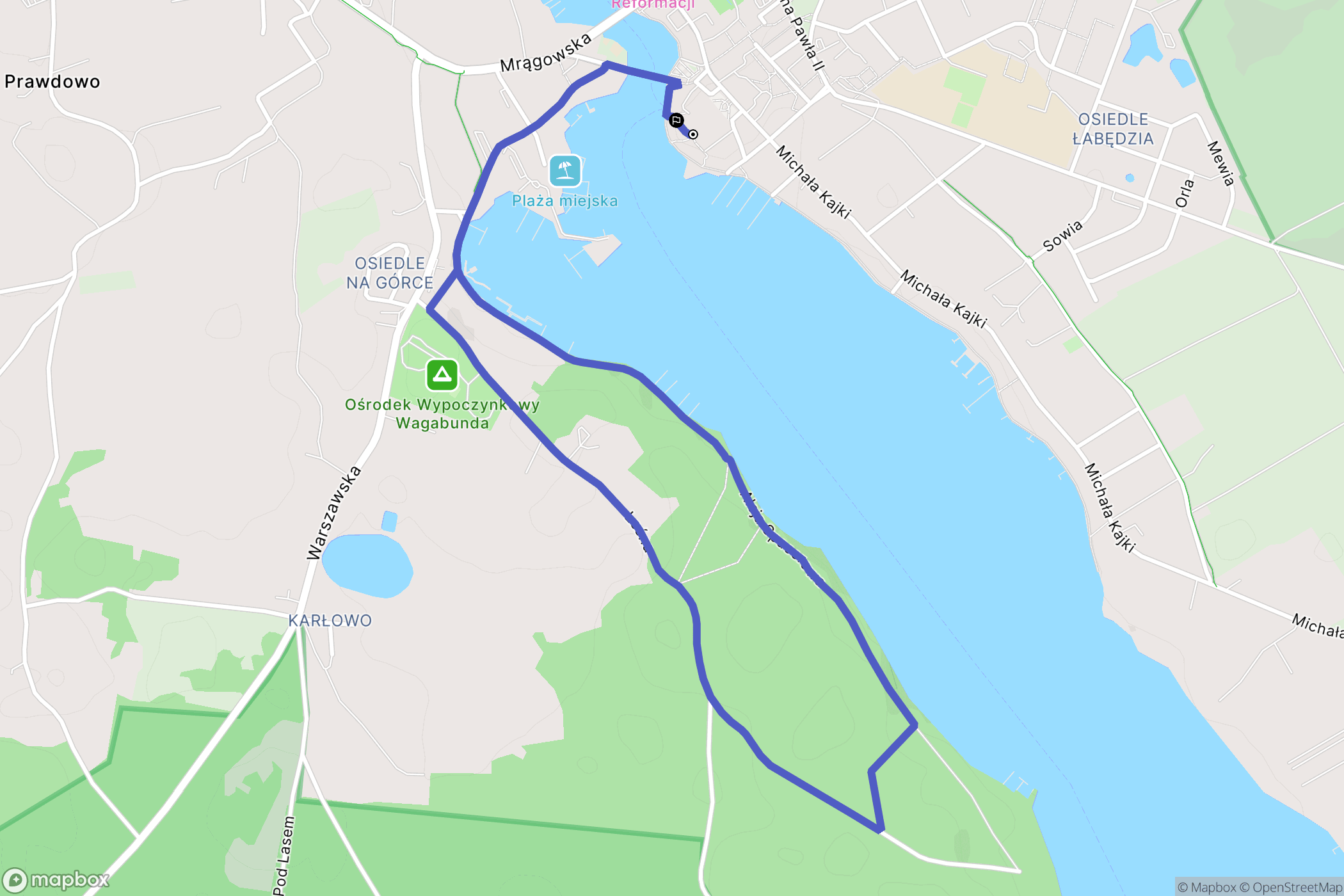 Mikołajki: mapa trasy - Poland