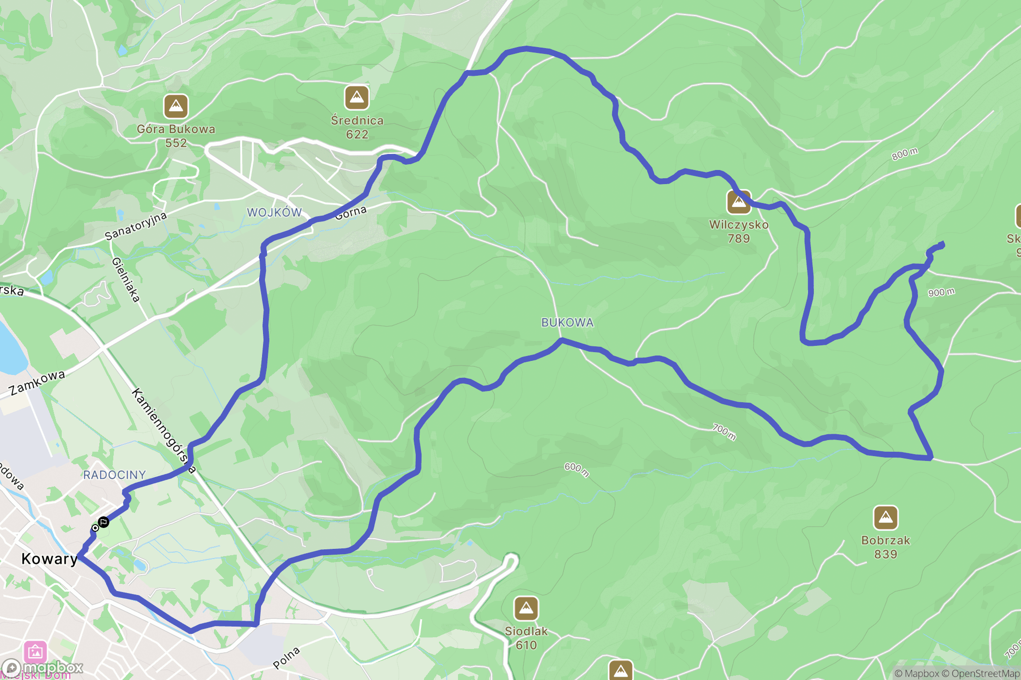 Kowary: mapa trasy - Poland