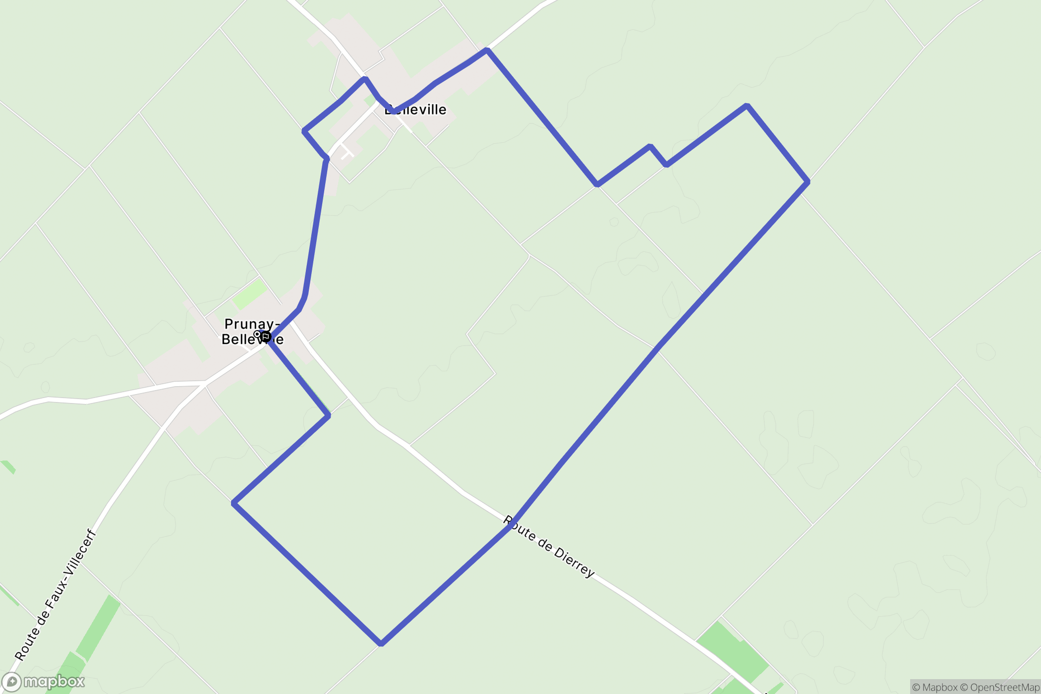 Prunay-Belleville : carte du parcours de randonnée - France