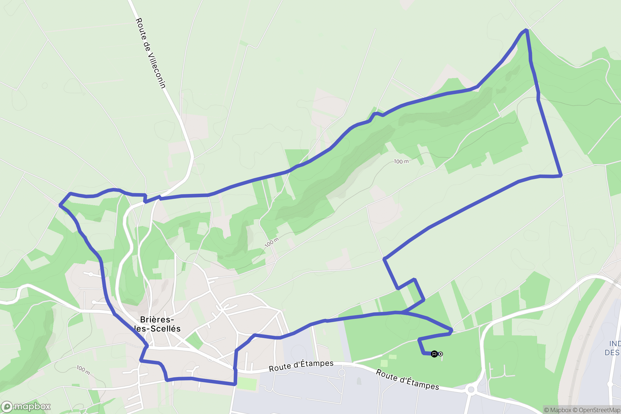 Brières-les-Scellés : carte du parcours de randonnée - France