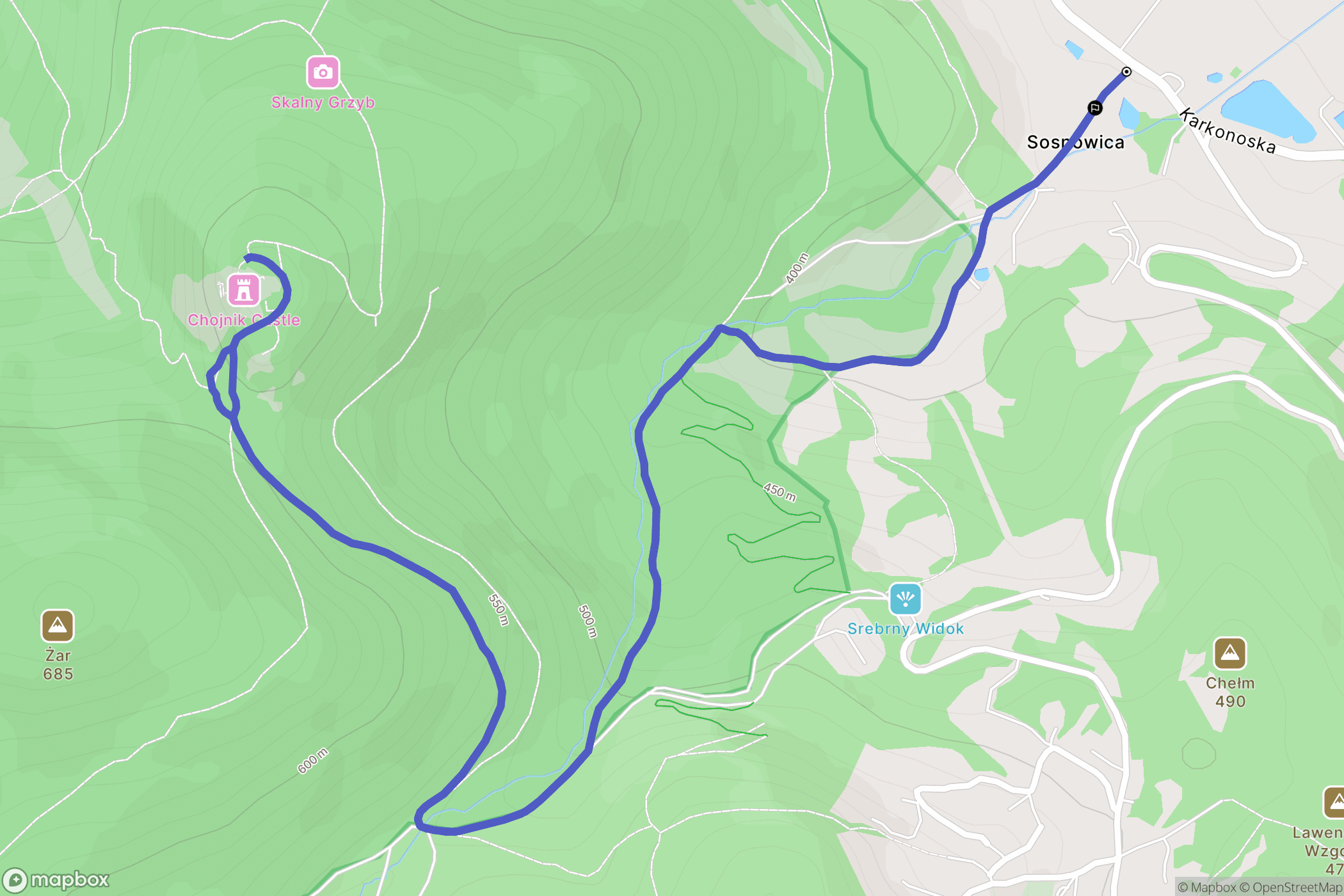 Zachełmie: mapa trasy - Poland