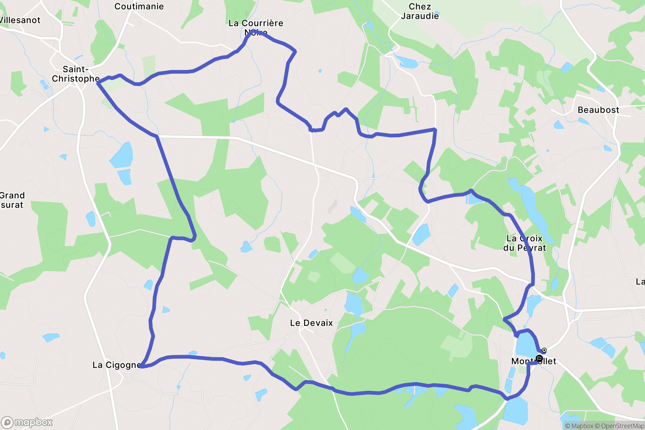 Montrollet : carte du parcours de randonnée - France
