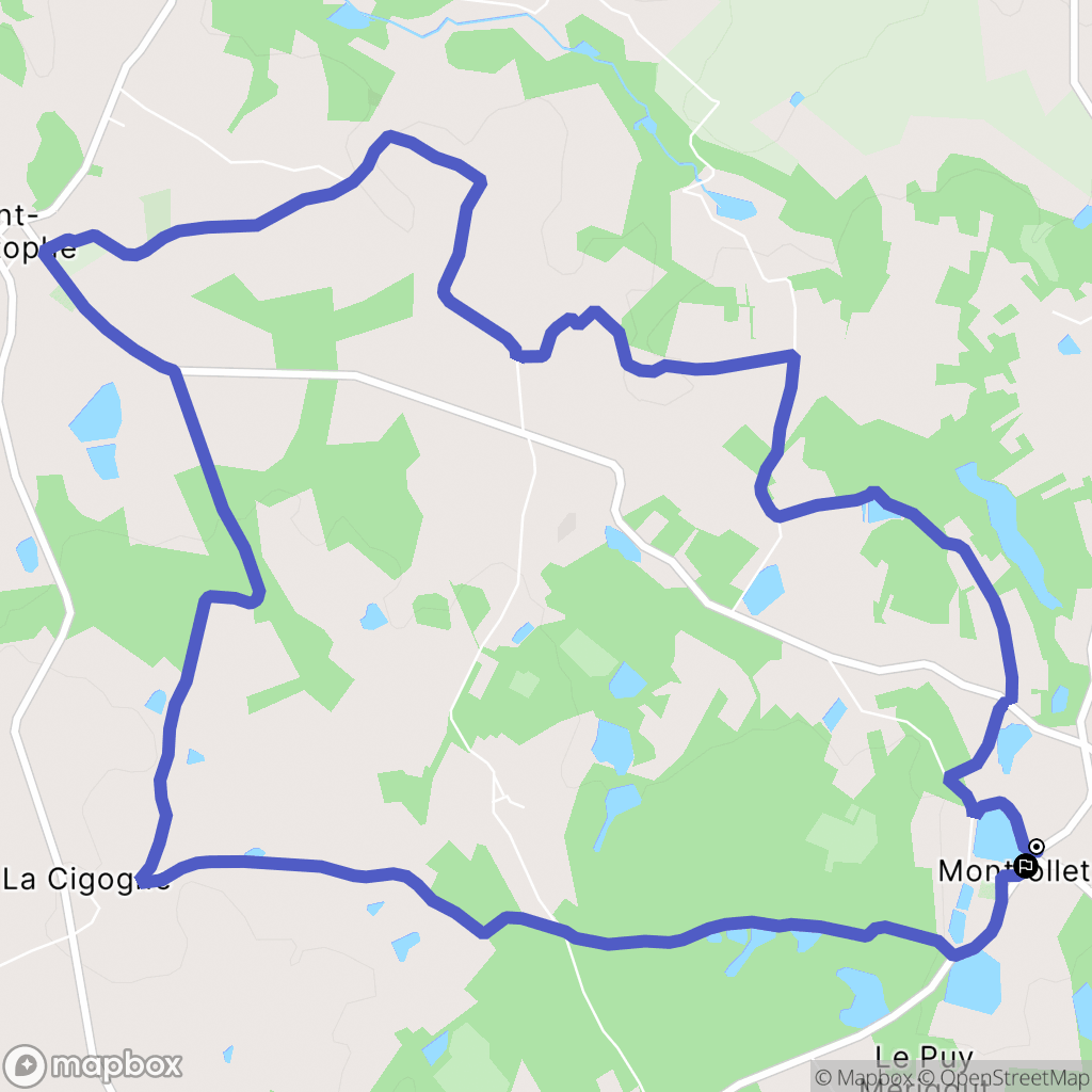 Montrollet : carte du parcours de randonnée - France