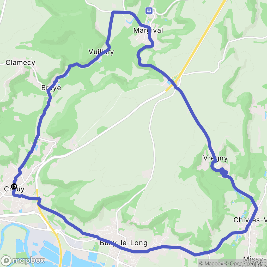 Crouy : carte du parcours de randonnée - France