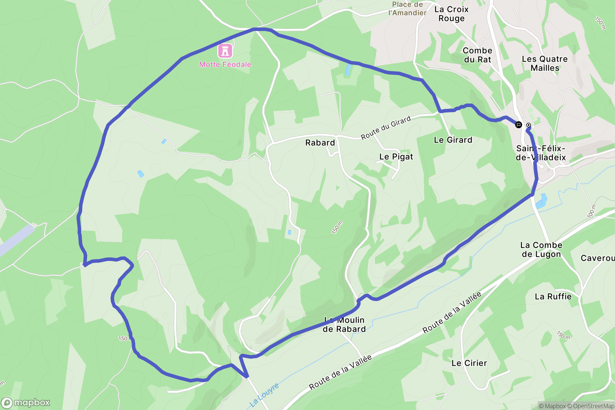 Saint-Félix-de-Villadeix : carte du parcours de randonnée - France