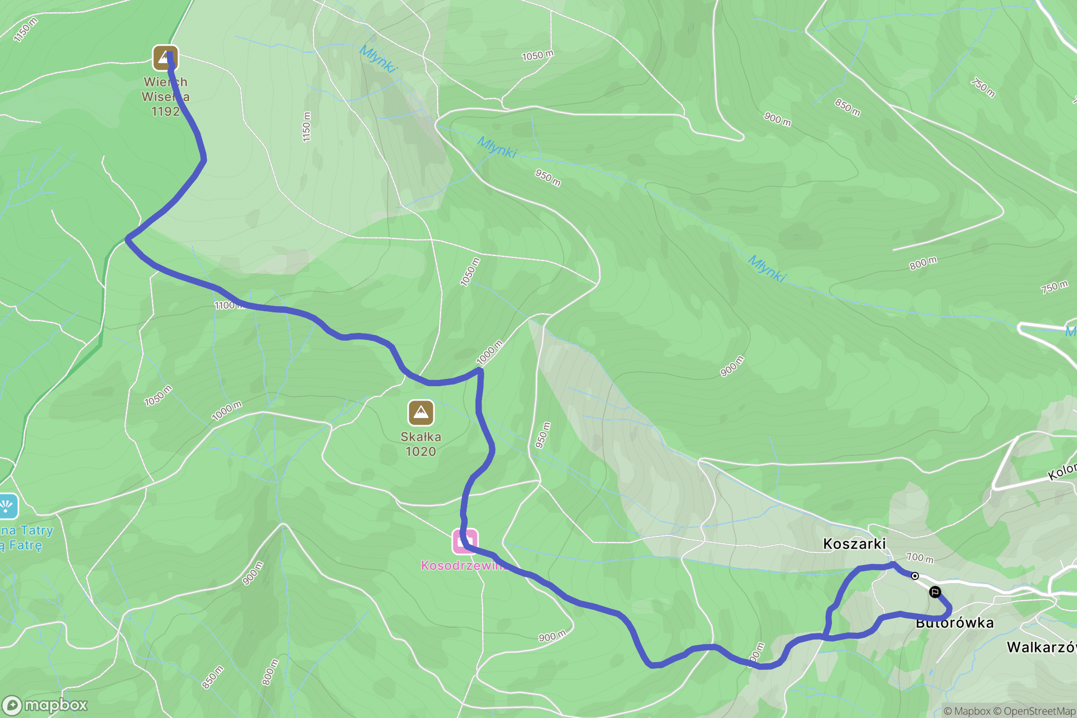 Kamesznica: mapa trasy - Poland