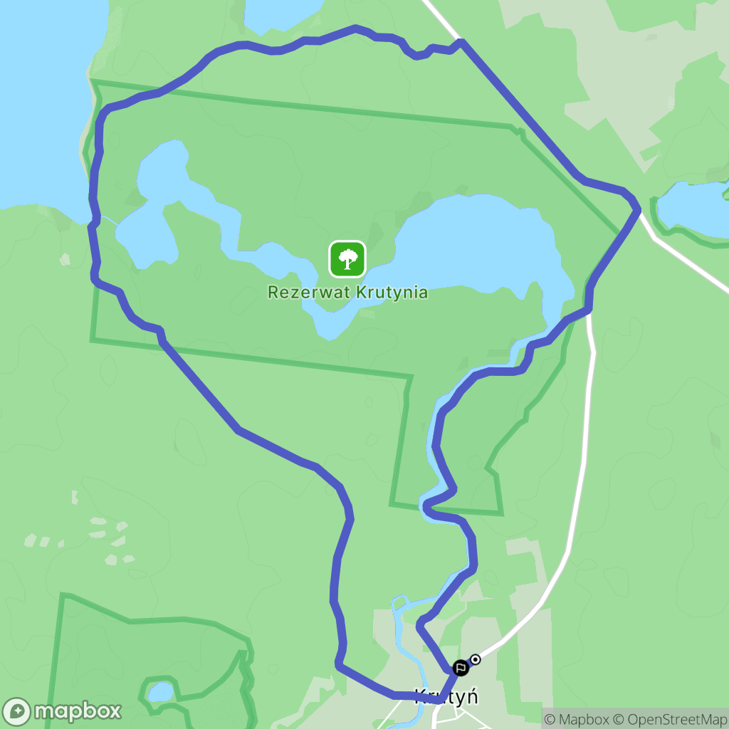 Krutyń: mapa trasy - Poland