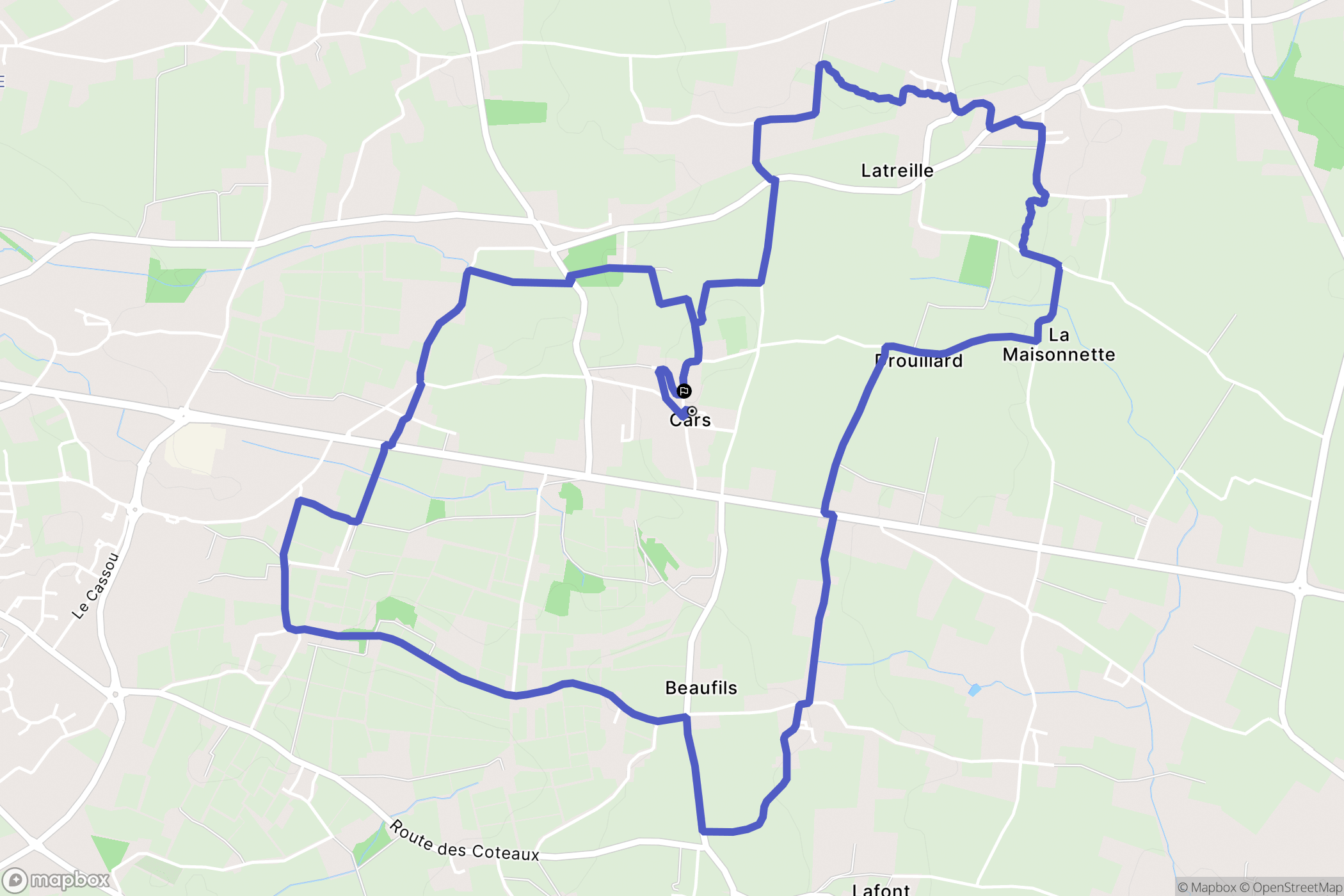 Cars : carte du parcours de randonnée - France