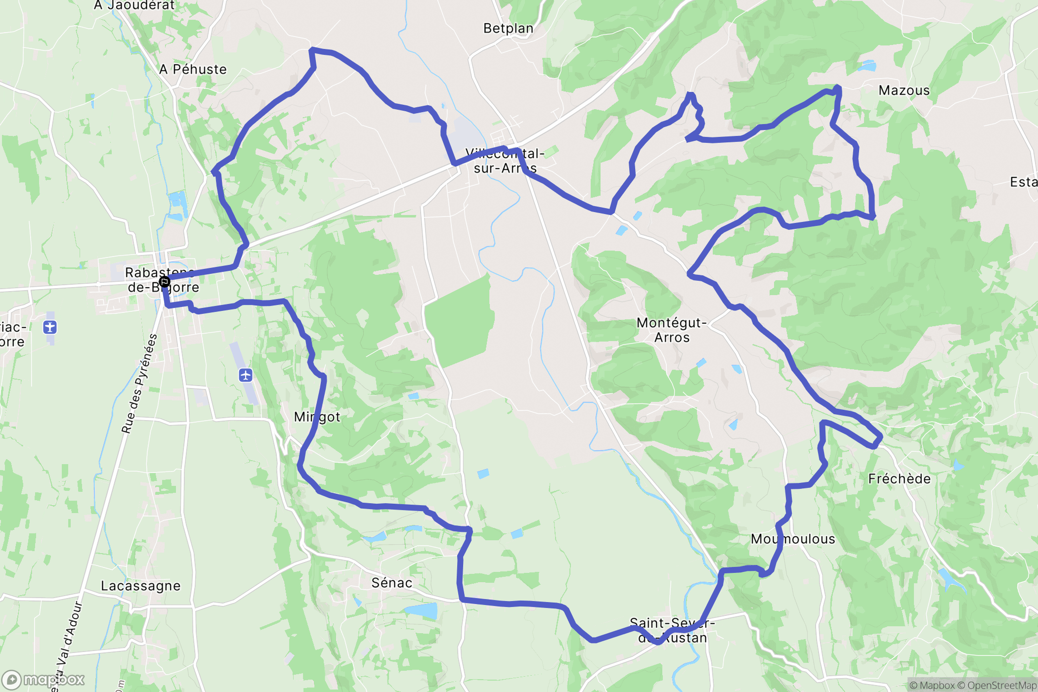 Rabastens-de-Bigorre : carte du parcours de randonnée - France