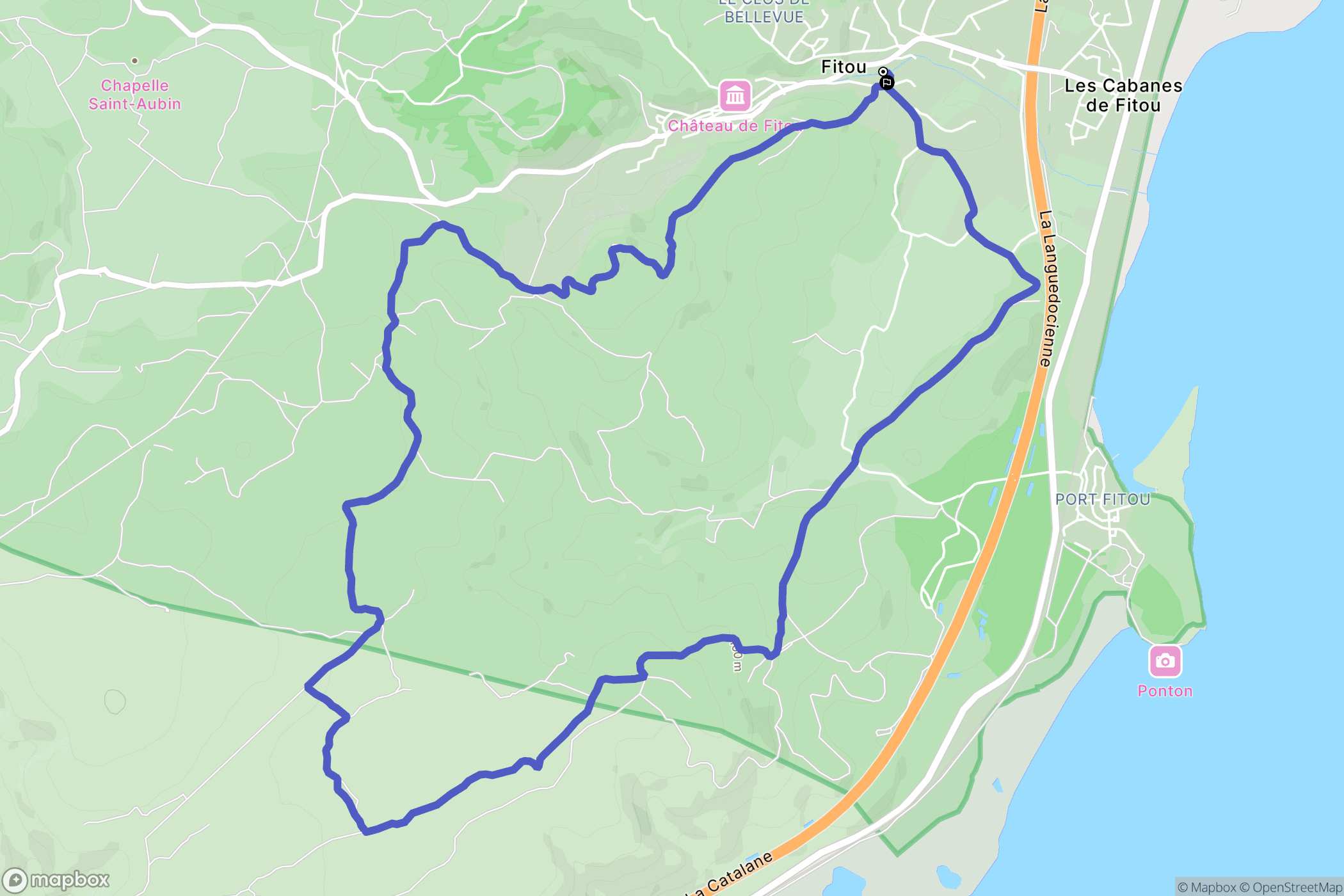 Fitou : carte du parcours de randonnée - France