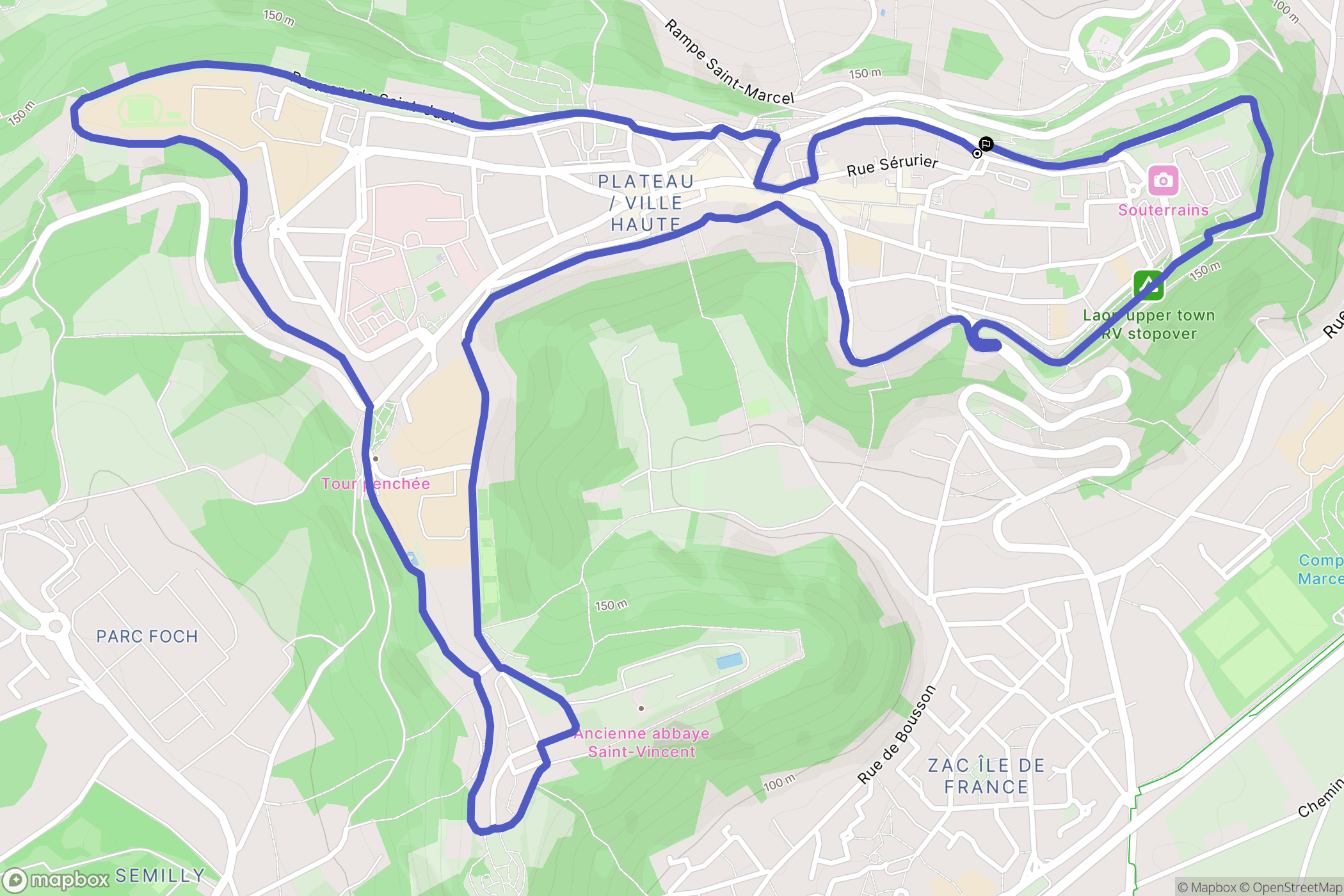 Laon : carte du parcours de randonnée - France