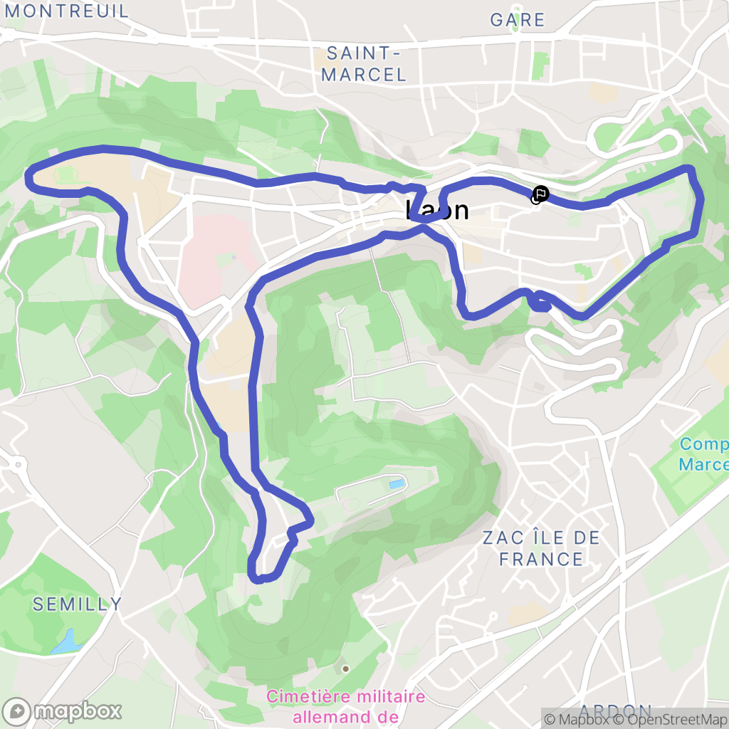 Laon : carte du parcours de randonnée - France