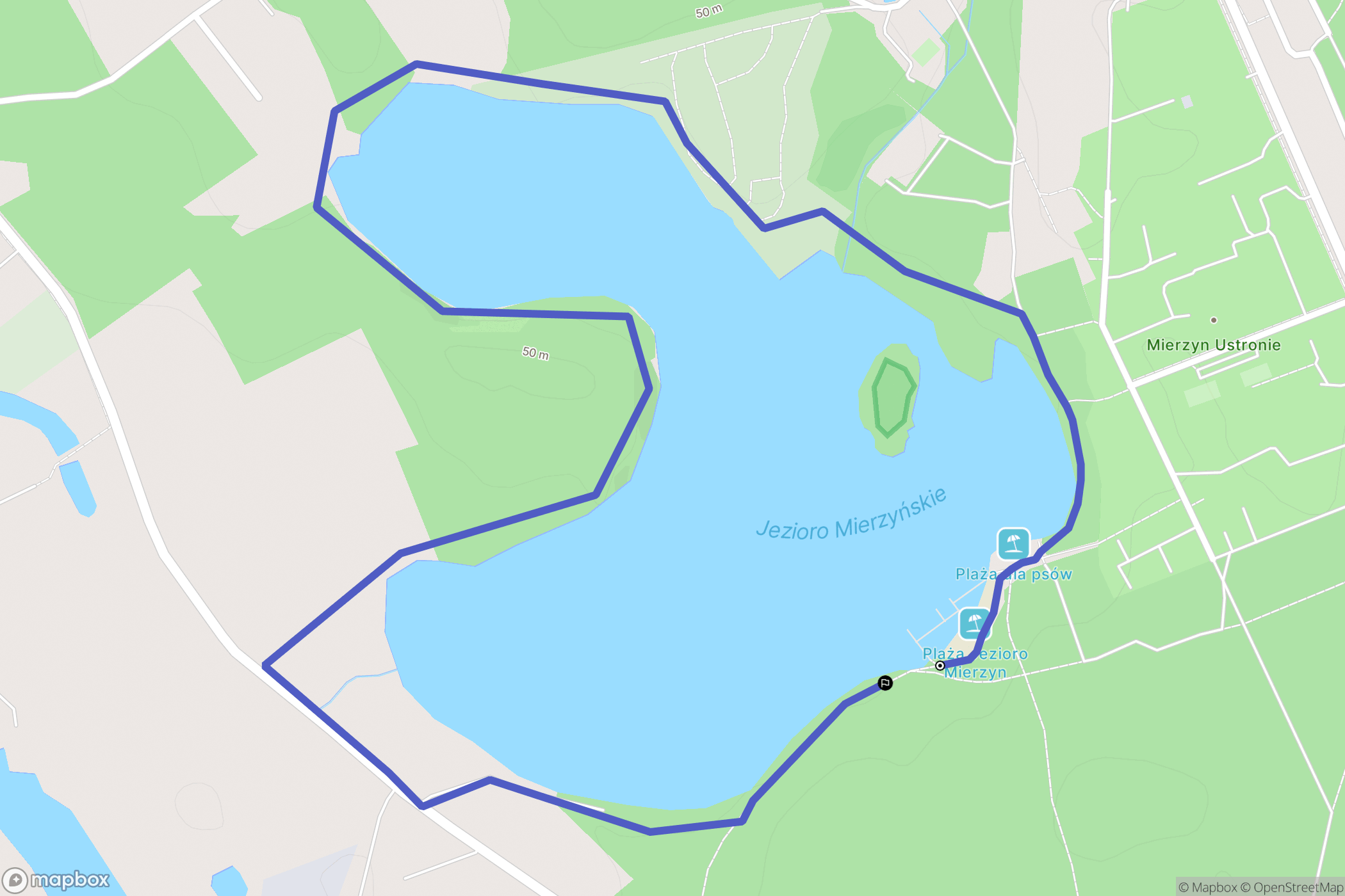 Mierzyn-Drzewce: mapa trasy - Poland