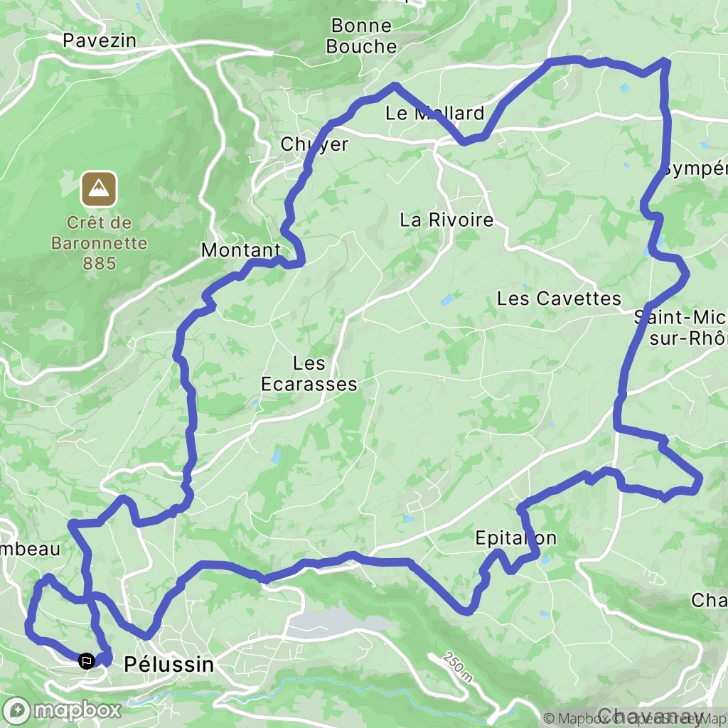 Pélussin : carte du parcours de randonnée - France