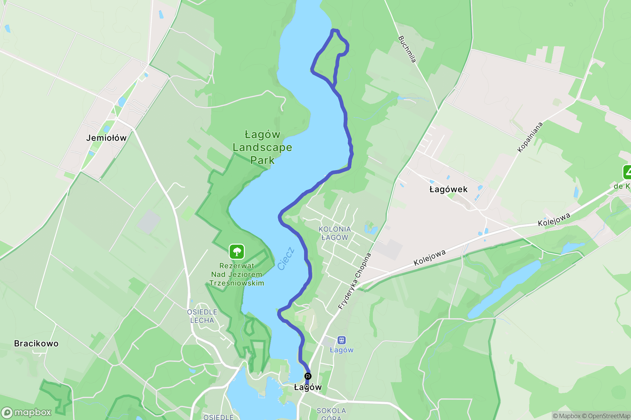 Łagów: mapa trasy - Poland