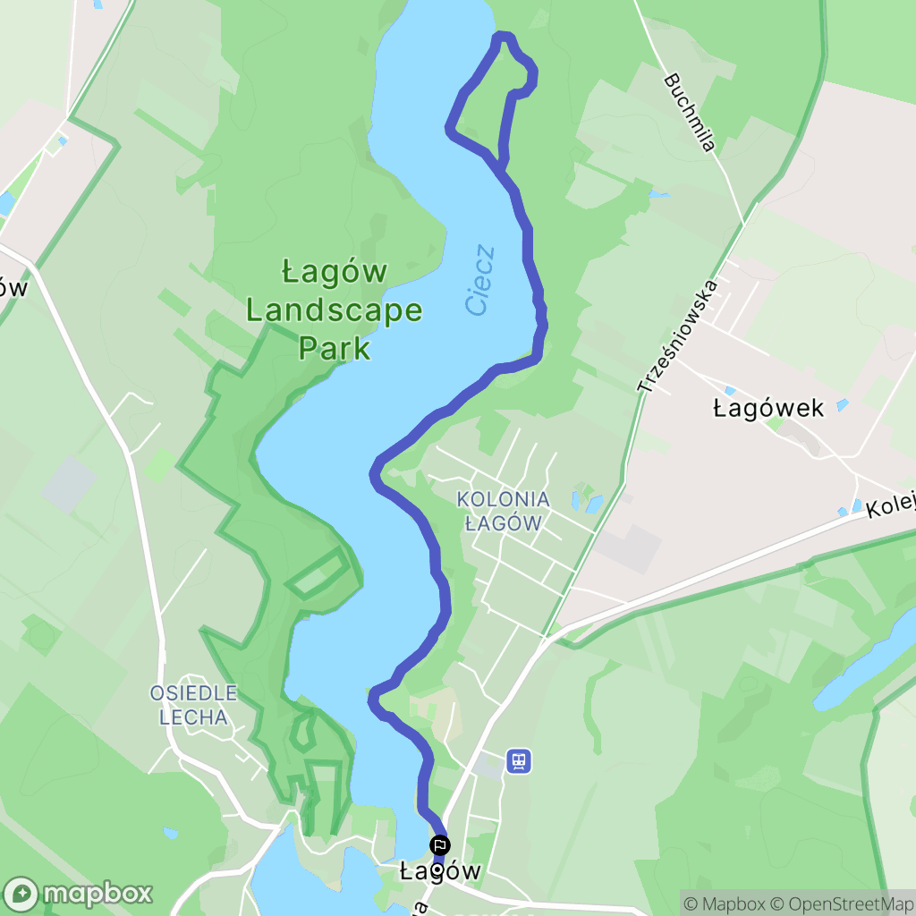 Łagów: mapa trasy - Poland