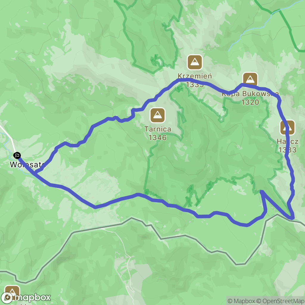 Wołosate: mapa trasy - Poland