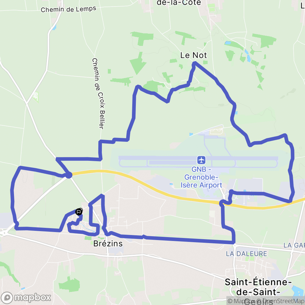 Brézins : carte du parcours de randonnée - France