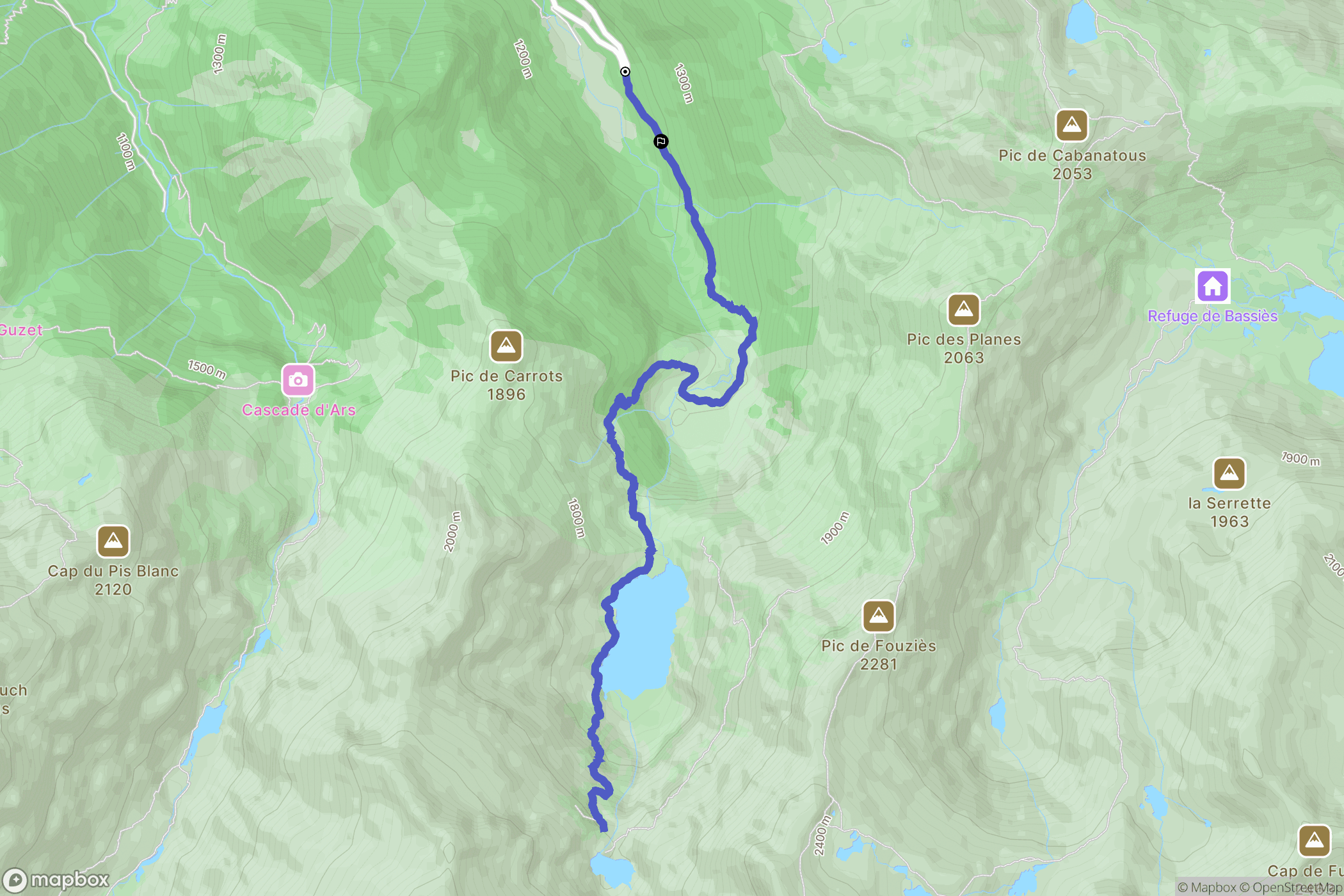 Aulus-les-Bains : carte du parcours de randonnée - France