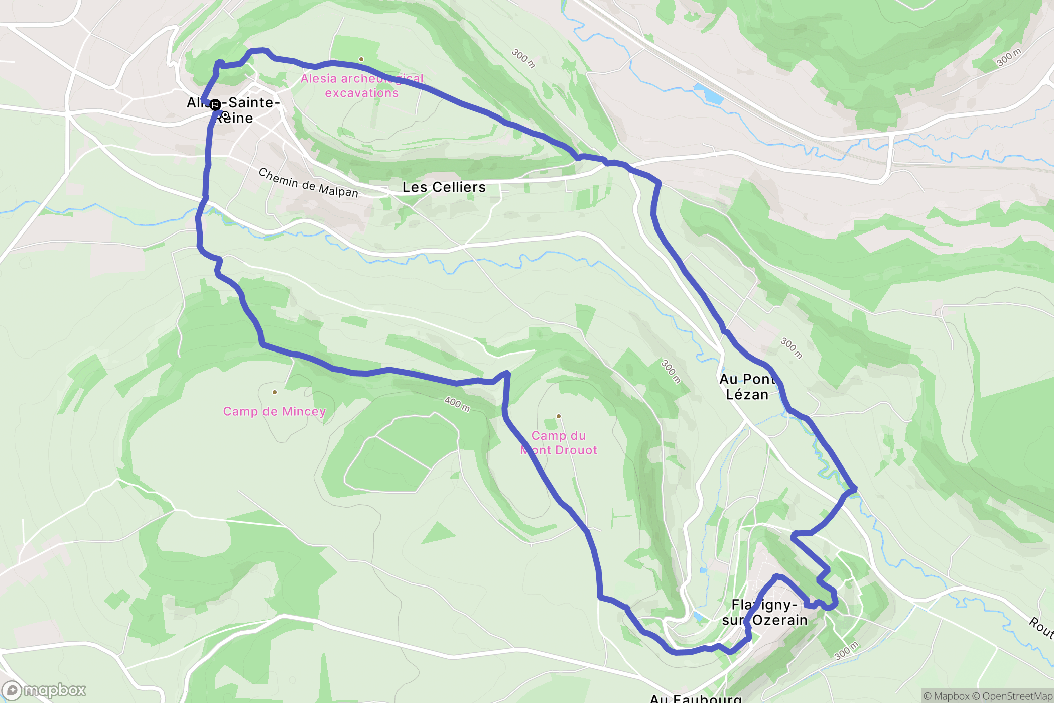 Alise-Sainte-Reine : carte du parcours de randonnée - France