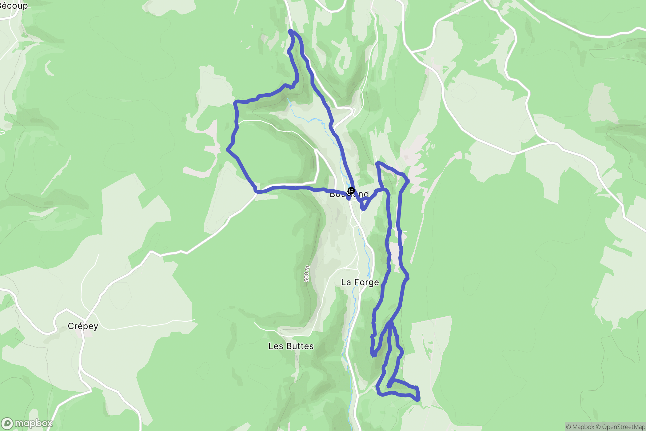 Bouilland : carte du parcours de randonnée - France
