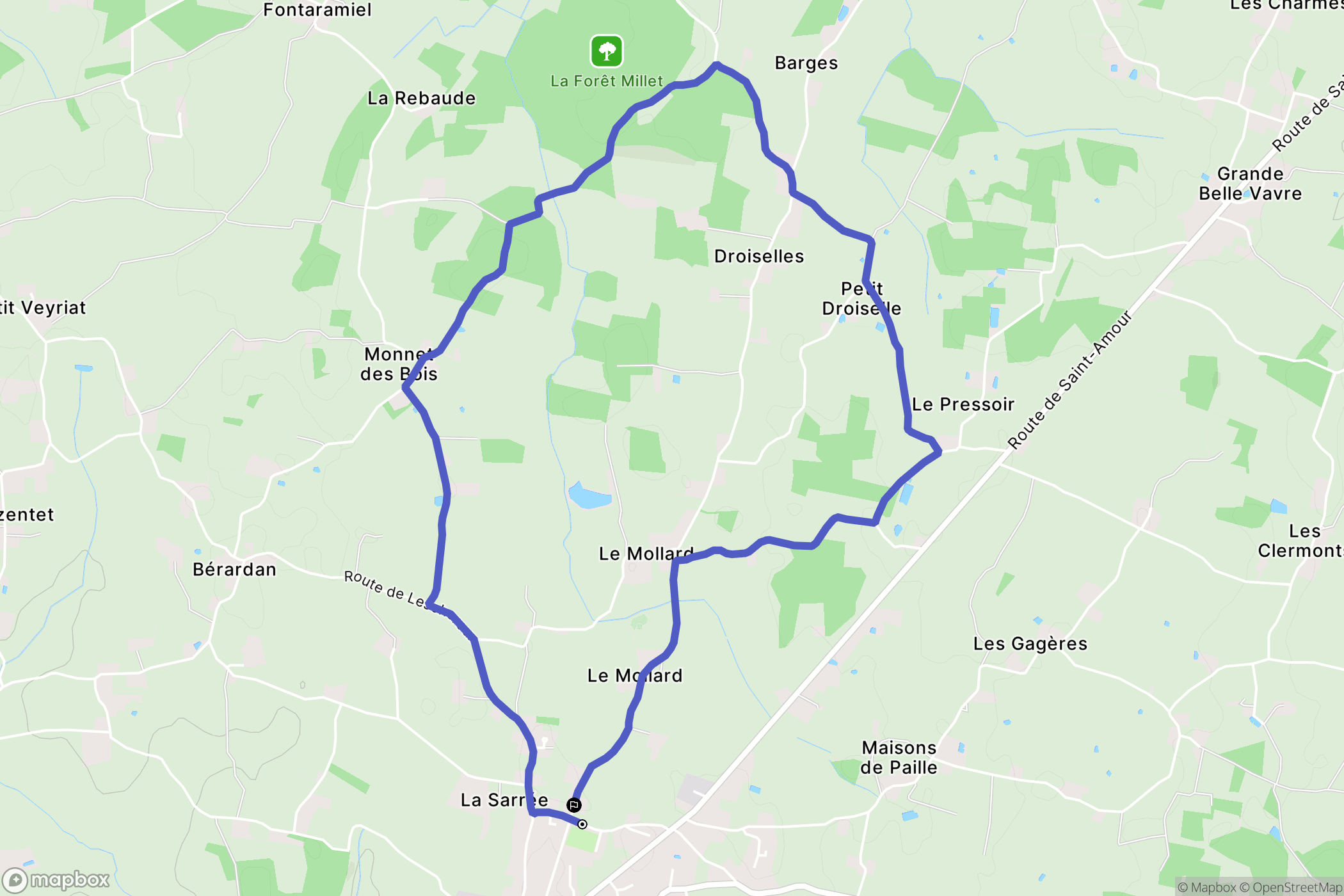 Foissiat : carte du parcours de randonnée - France