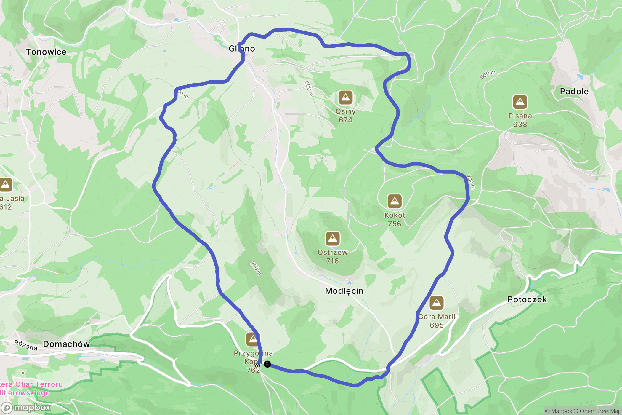 Modlęcin: mapa trasy - Poland