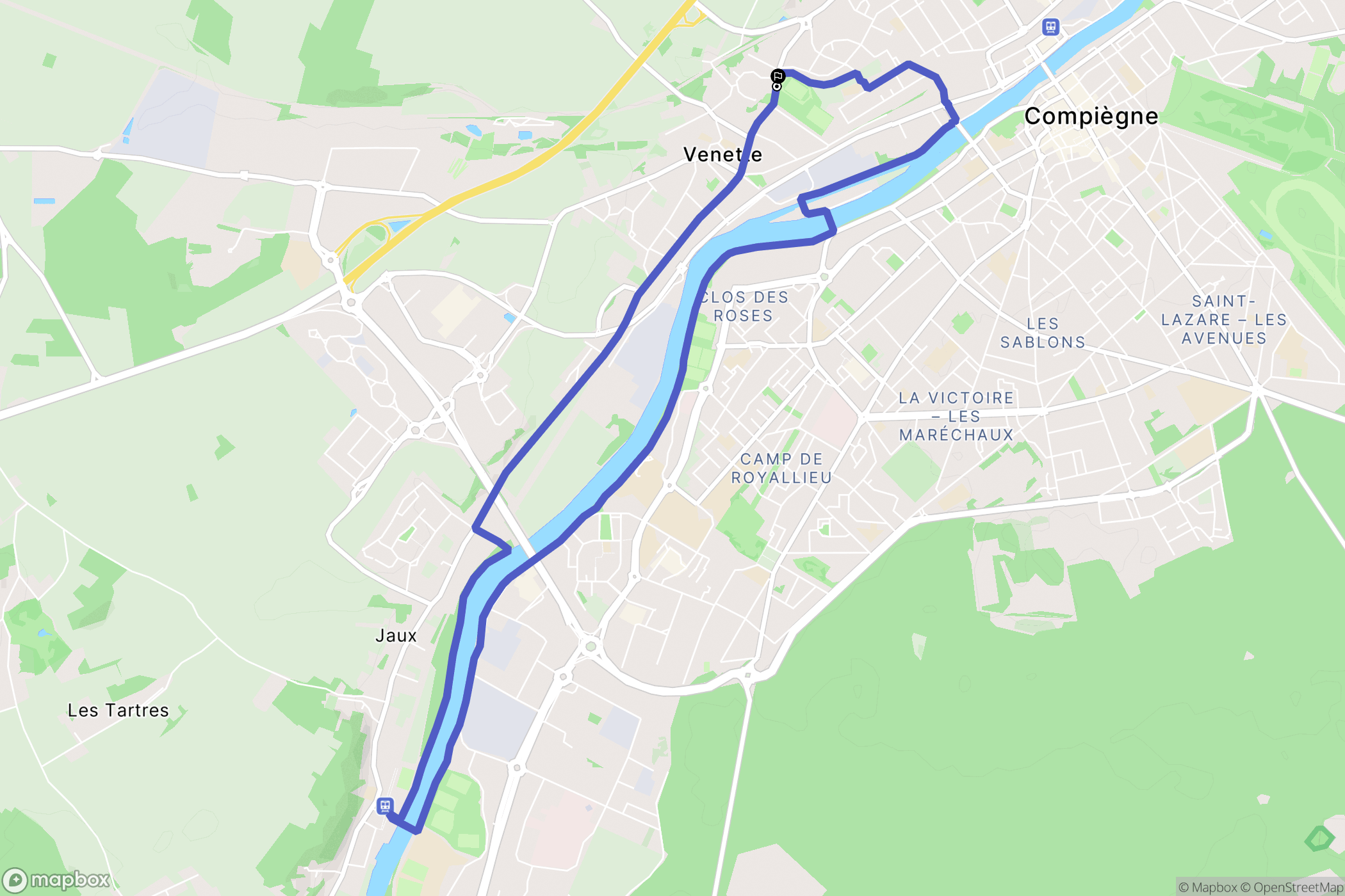 Venette : carte du parcours de randonnée - France