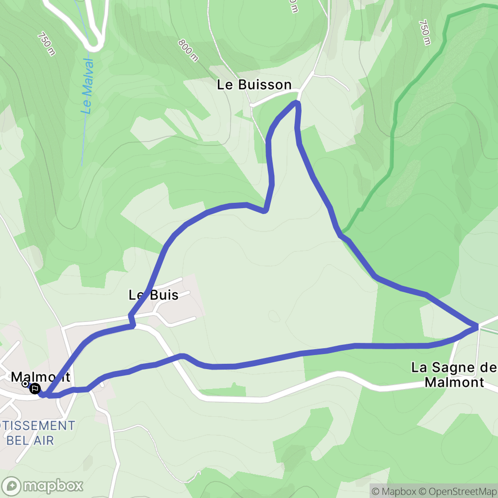 Saint-Just-Malmont : carte du parcours de randonnée - France