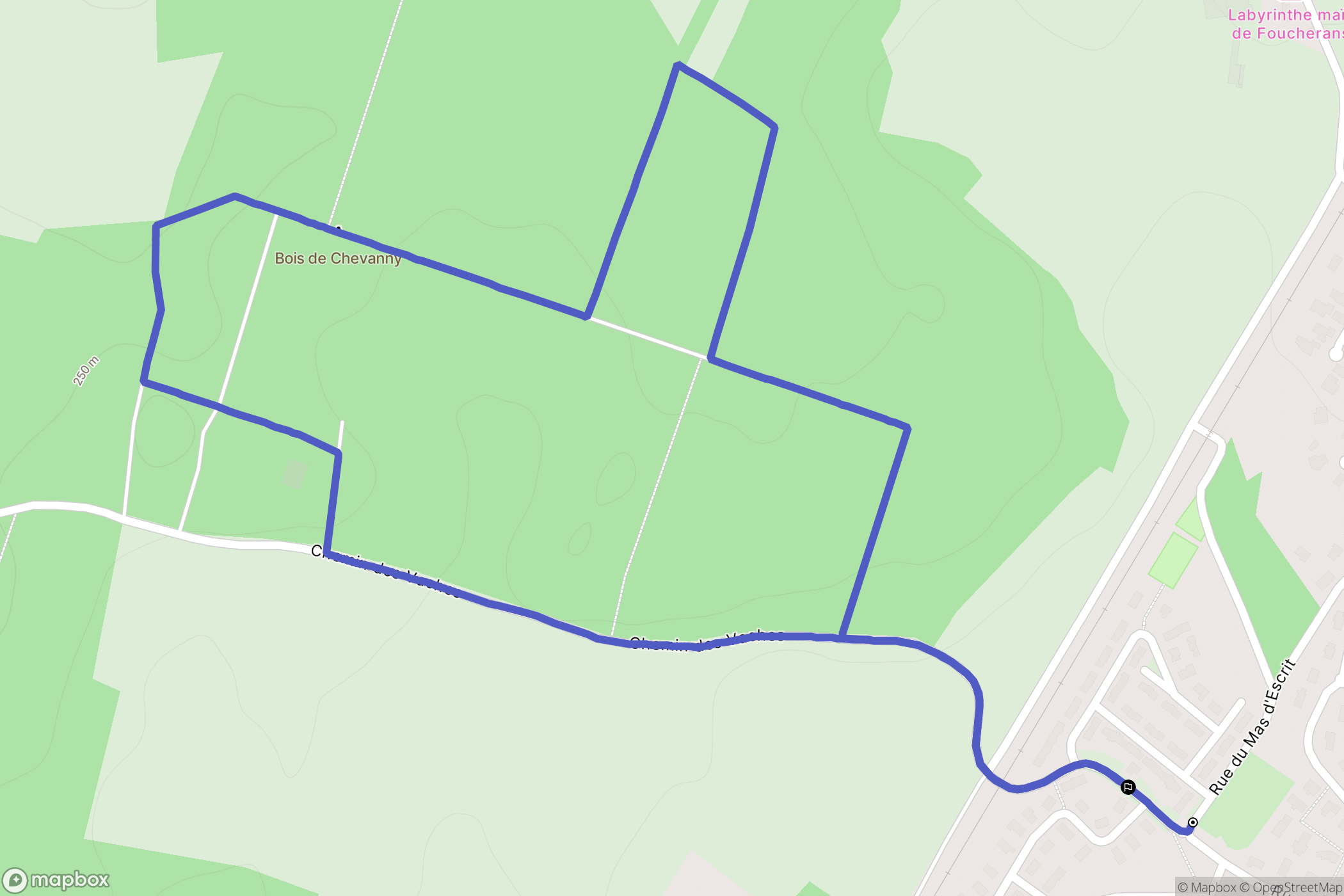 Foucherans : carte du parcours de randonnée - France
