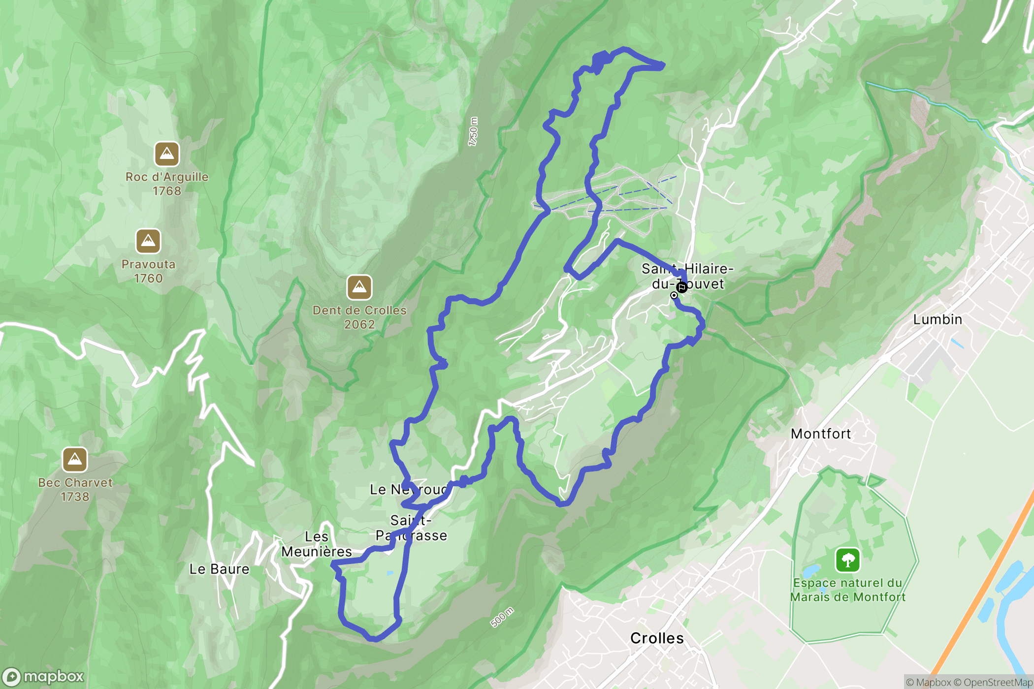 Plateau-des-Petites-Roches : carte du parcours de randonnée - France