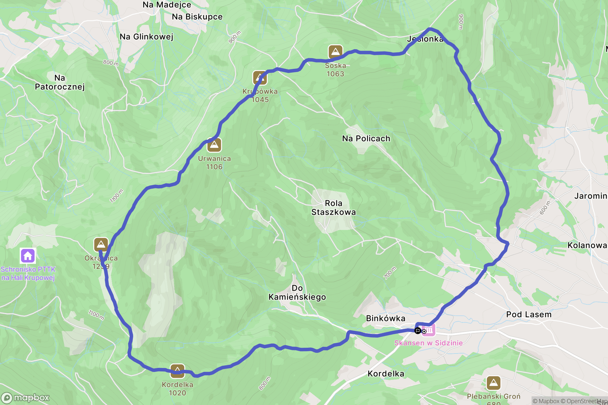 Sidzina: mapa trasy - Poland