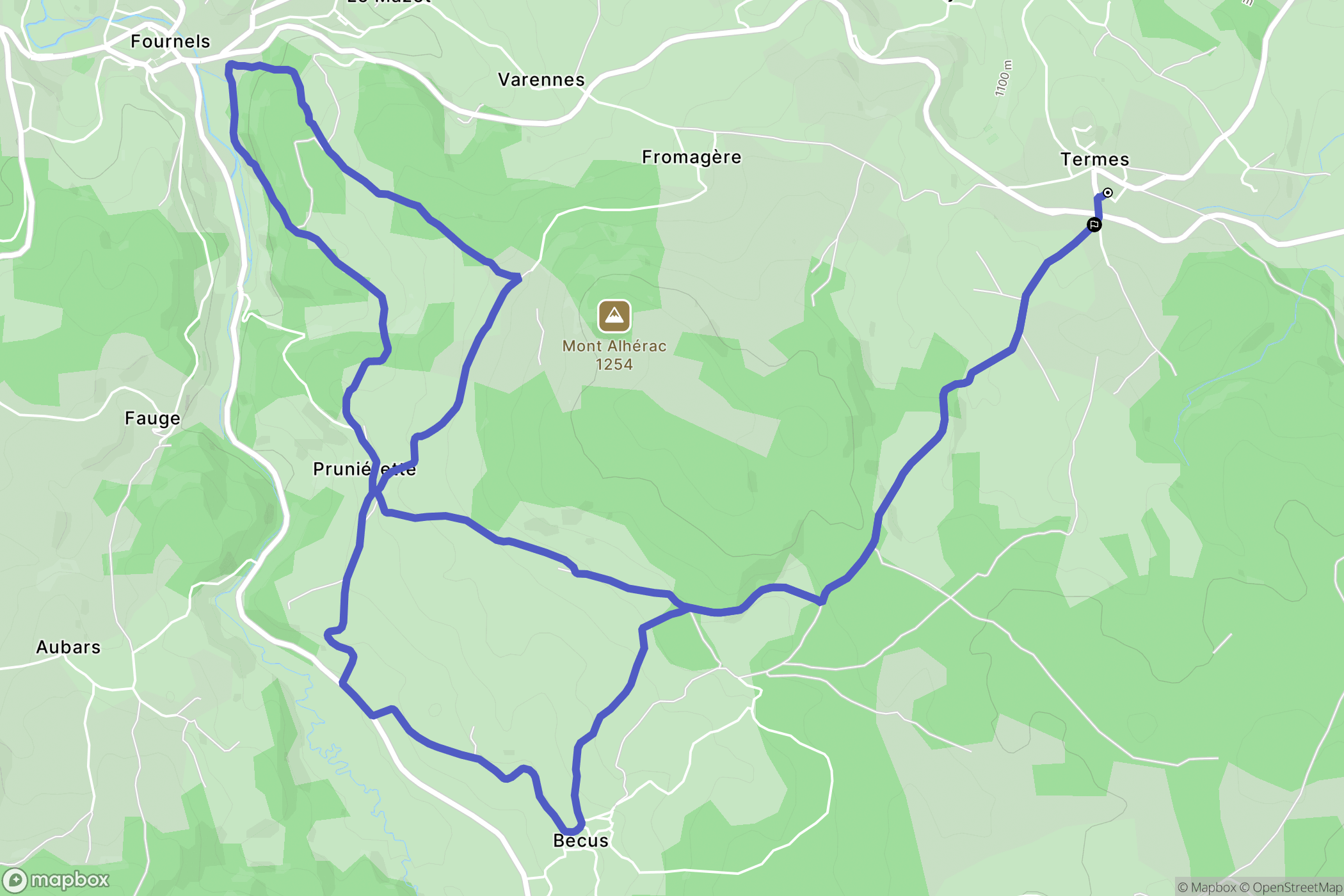 Termes : carte du parcours de randonnée - France