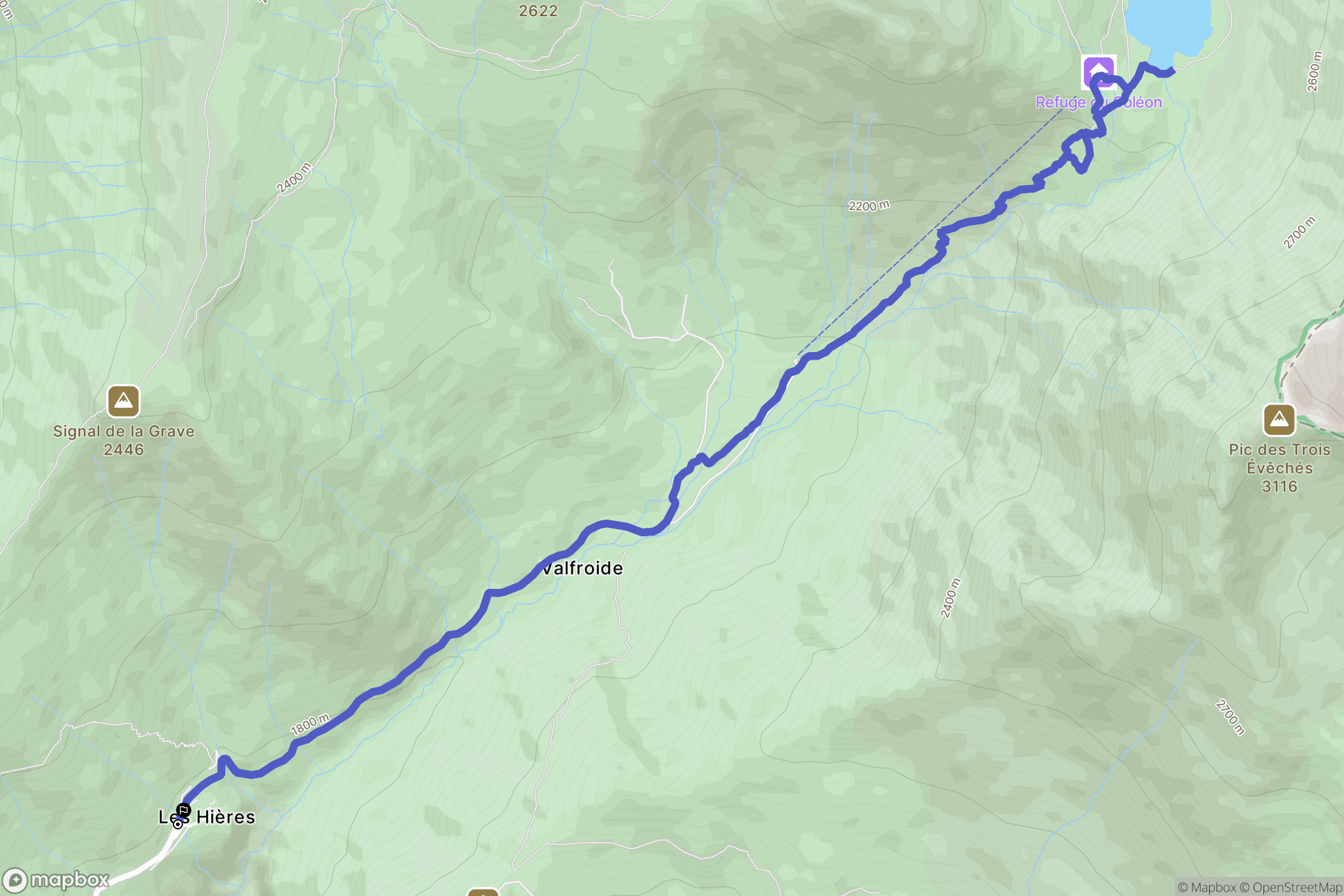 La Grave : carte du parcours de randonnée - France