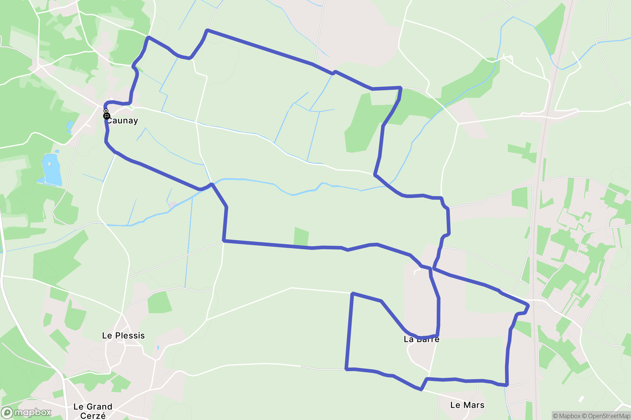 Caunay : carte du parcours de randonnée - France