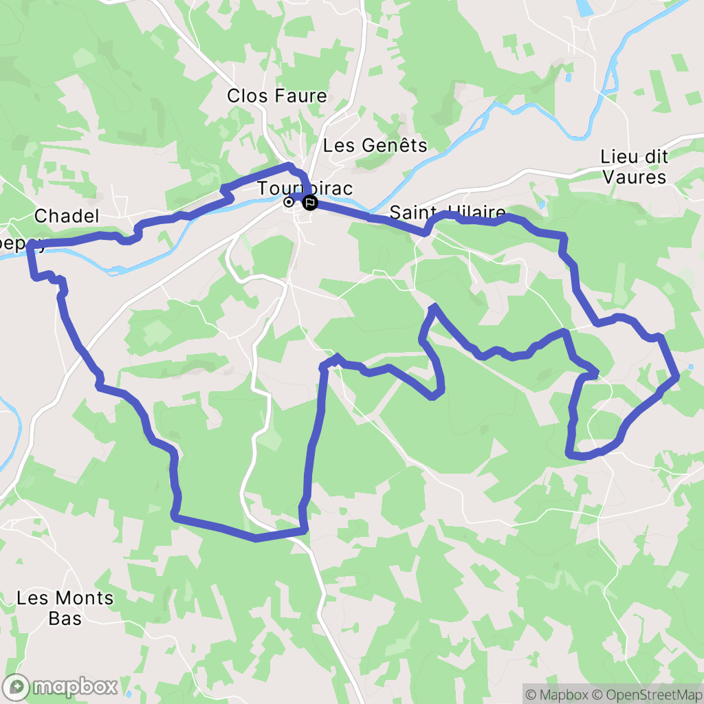 Tourtoirac : carte du parcours de randonnée - France