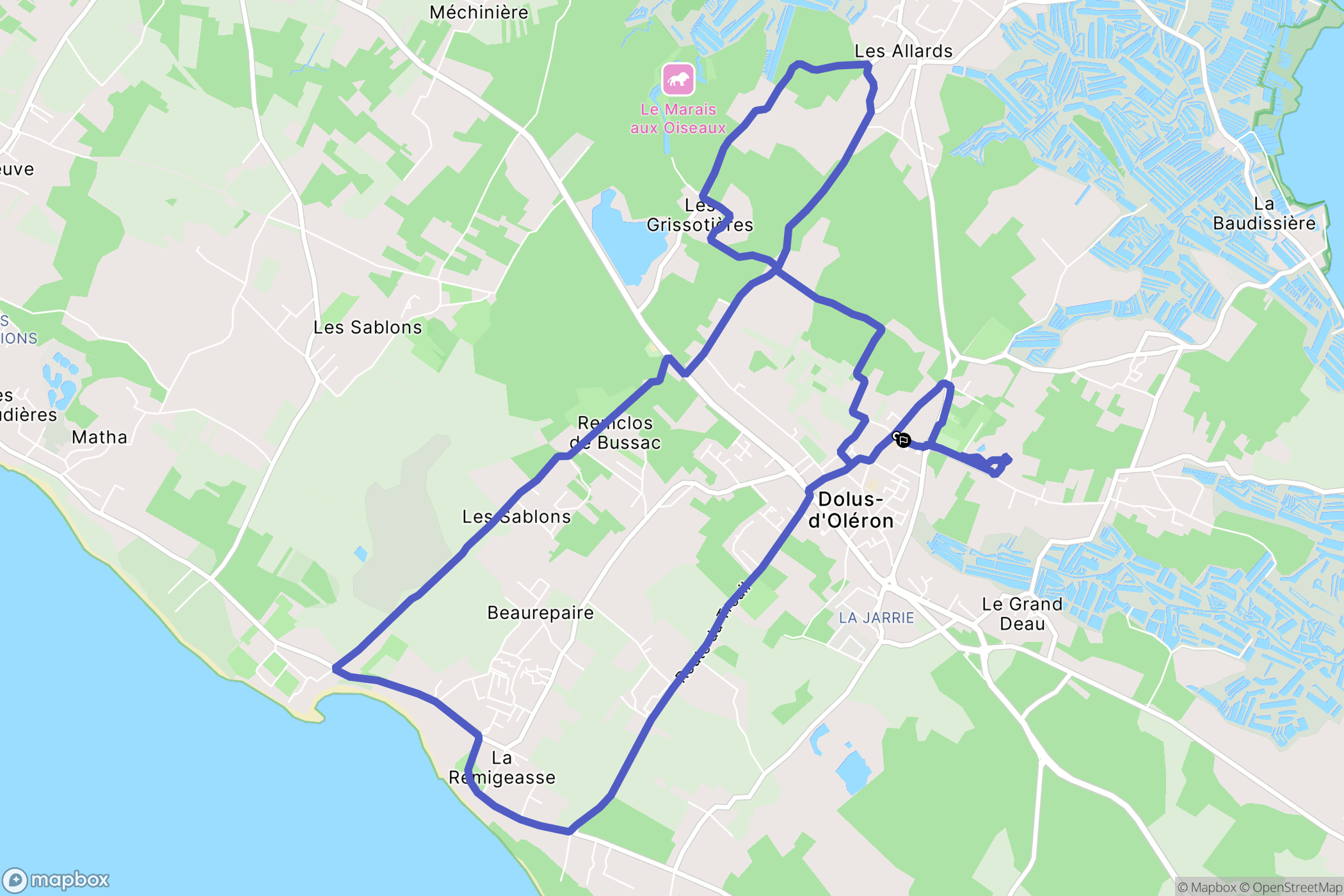 Dolus-d'Oléron : carte du parcours de randonnée - France