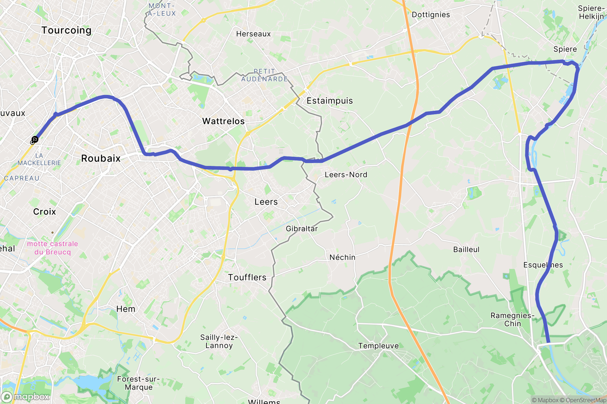 Tourcoing : carte du parcours de randonnée - France