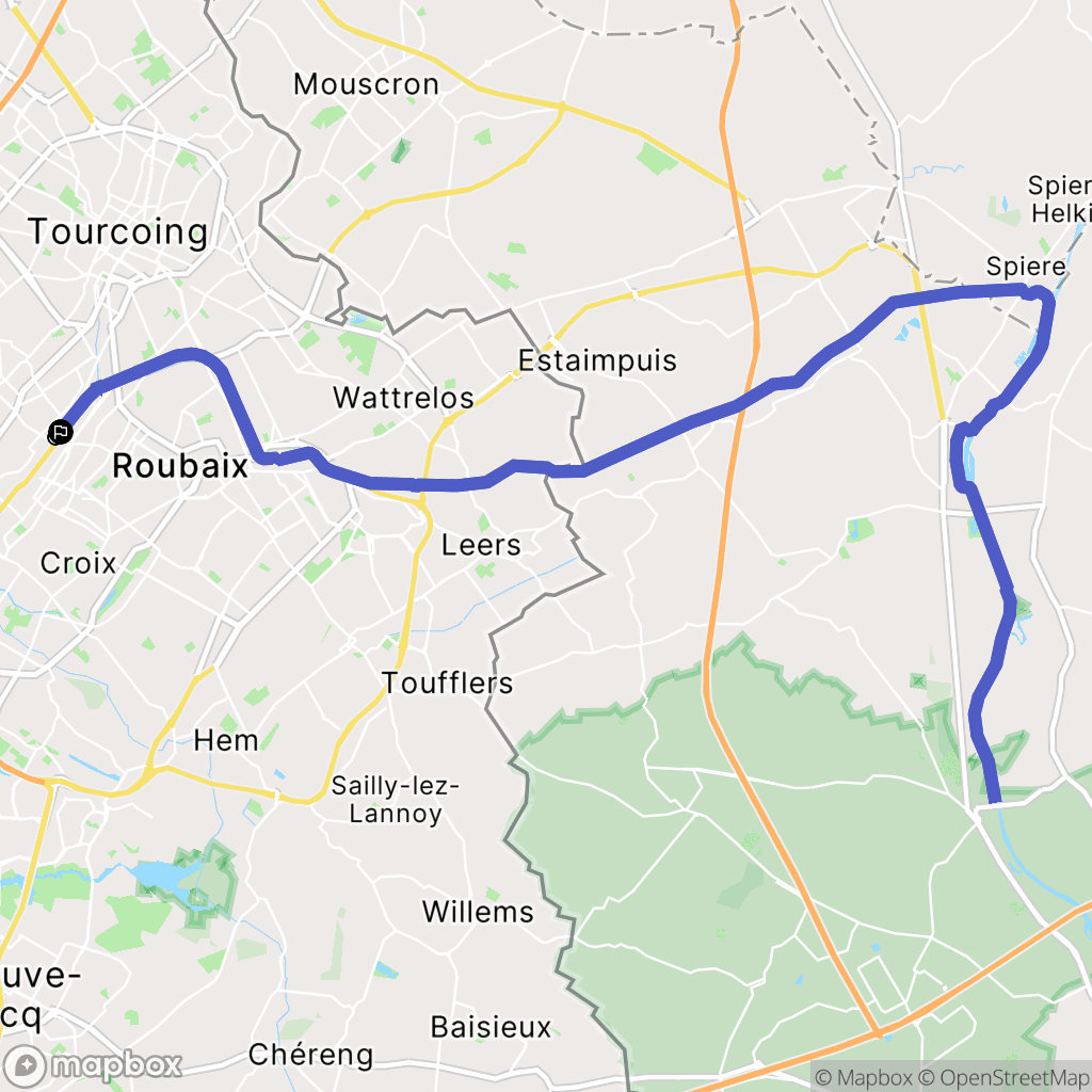 Tourcoing : carte du parcours de randonnée - France
