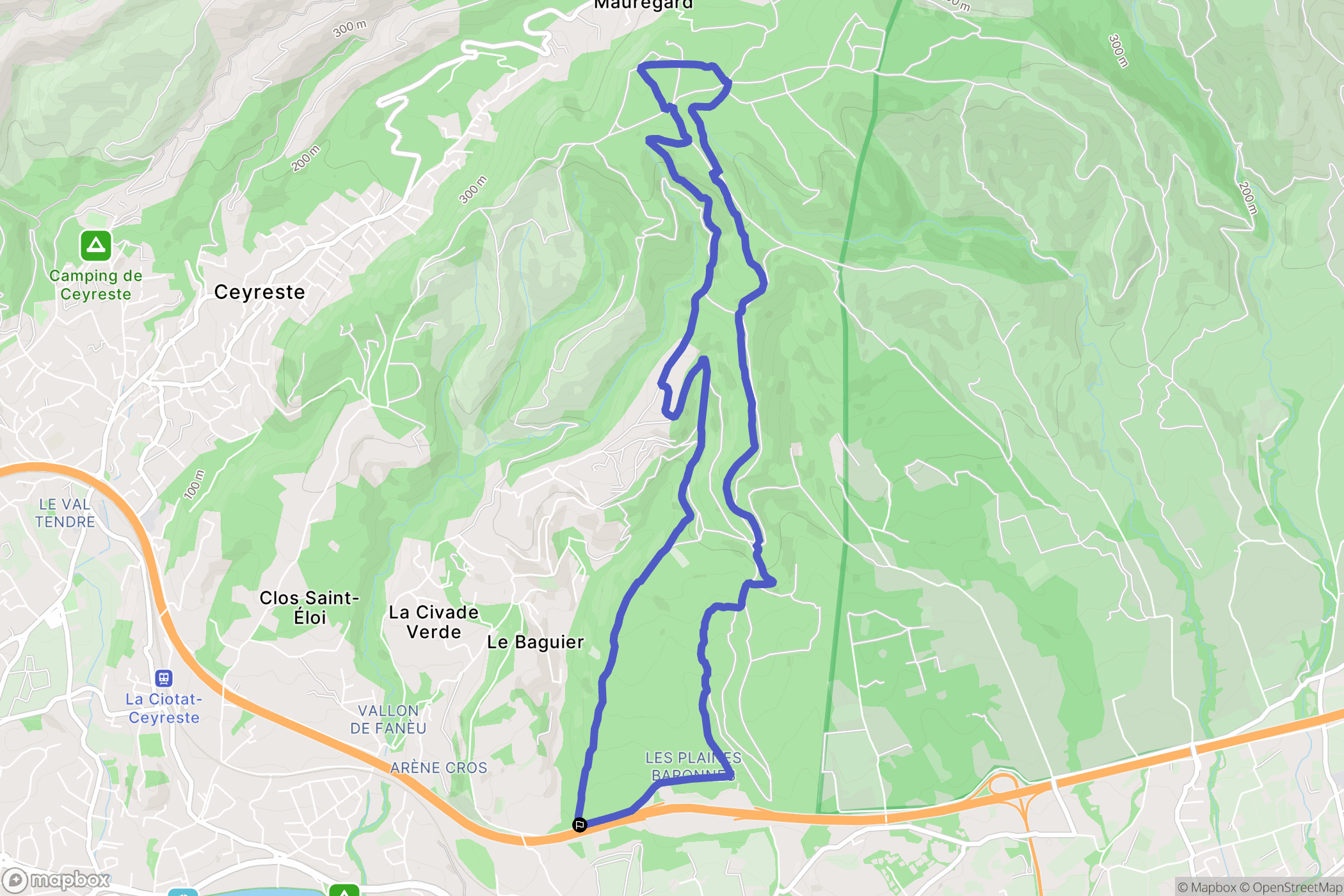 La Ciotat : carte du parcours de randonnée - France