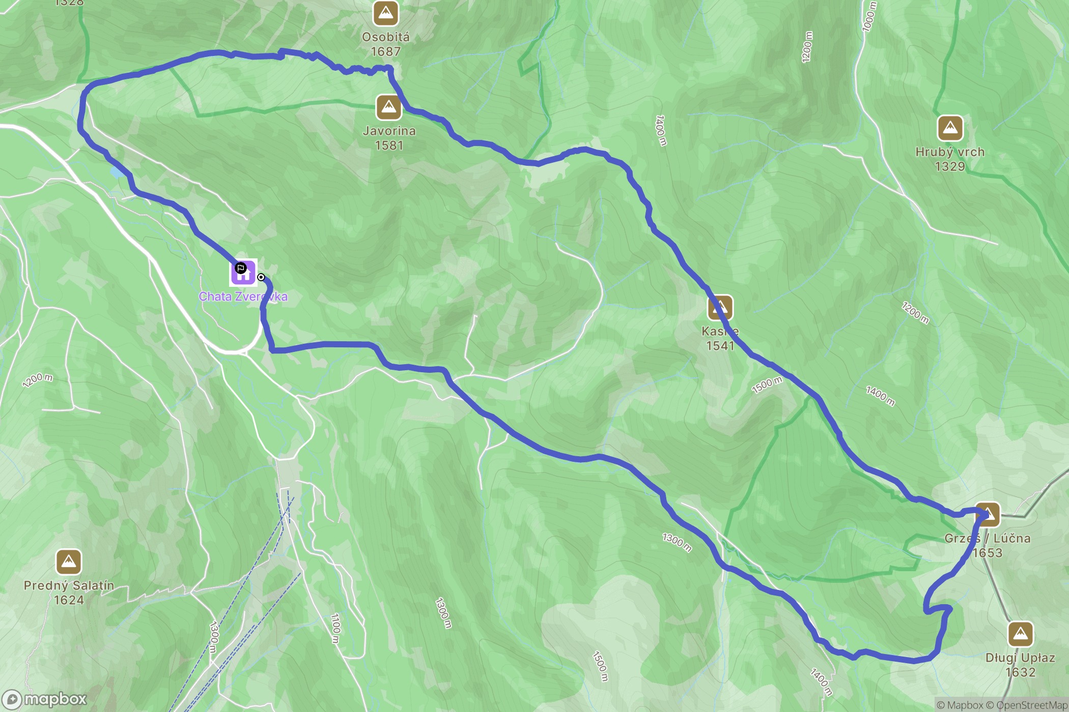 Zuberec: mapa trasy - Slovakia