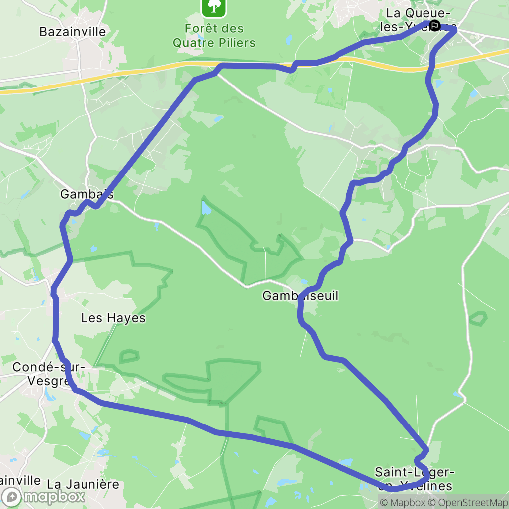 La Queue-lez-Yvelines : carte du parcours de randonnée - France