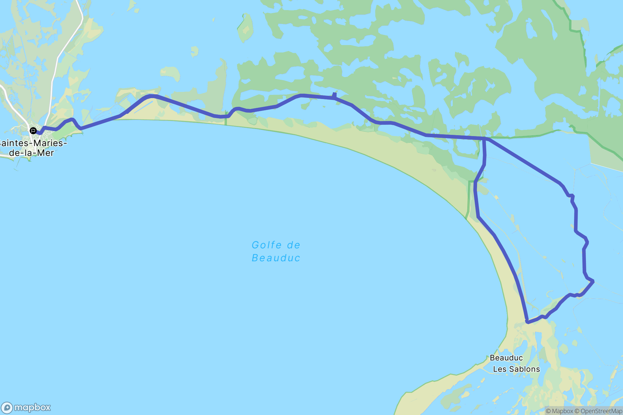 Saintes-Maries-de-la-Mer : carte du parcours de randonnée - France