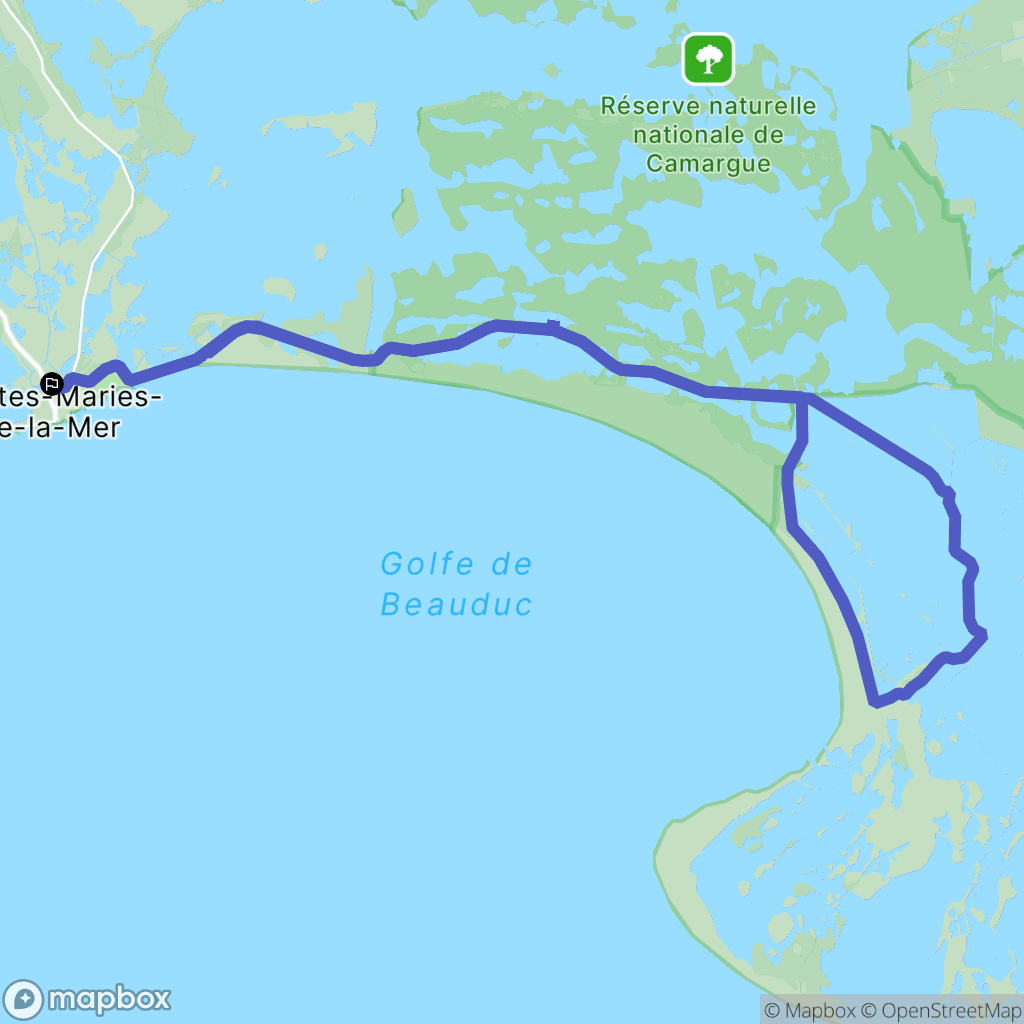 Saintes-Maries-de-la-Mer : carte du parcours de randonnée - France