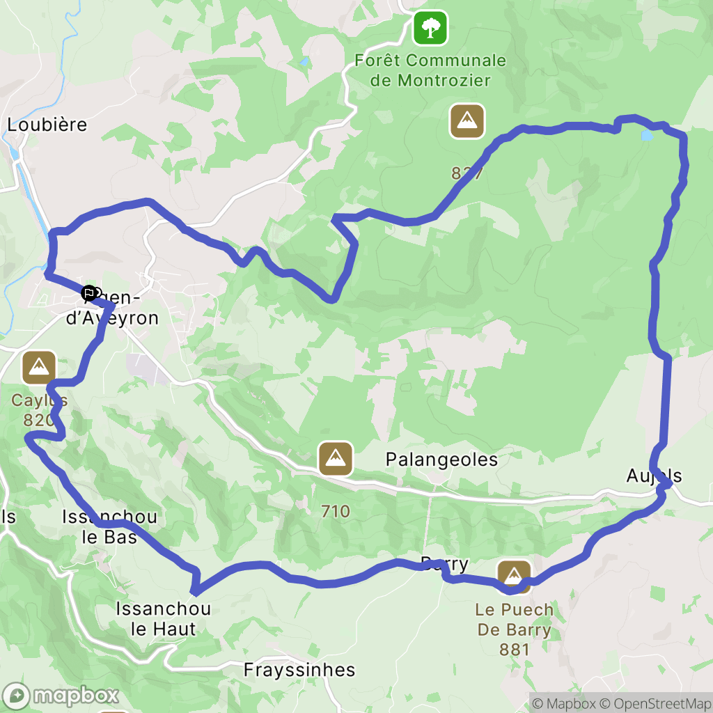 Agen-d'Aveyron : carte du parcours de randonnée - France