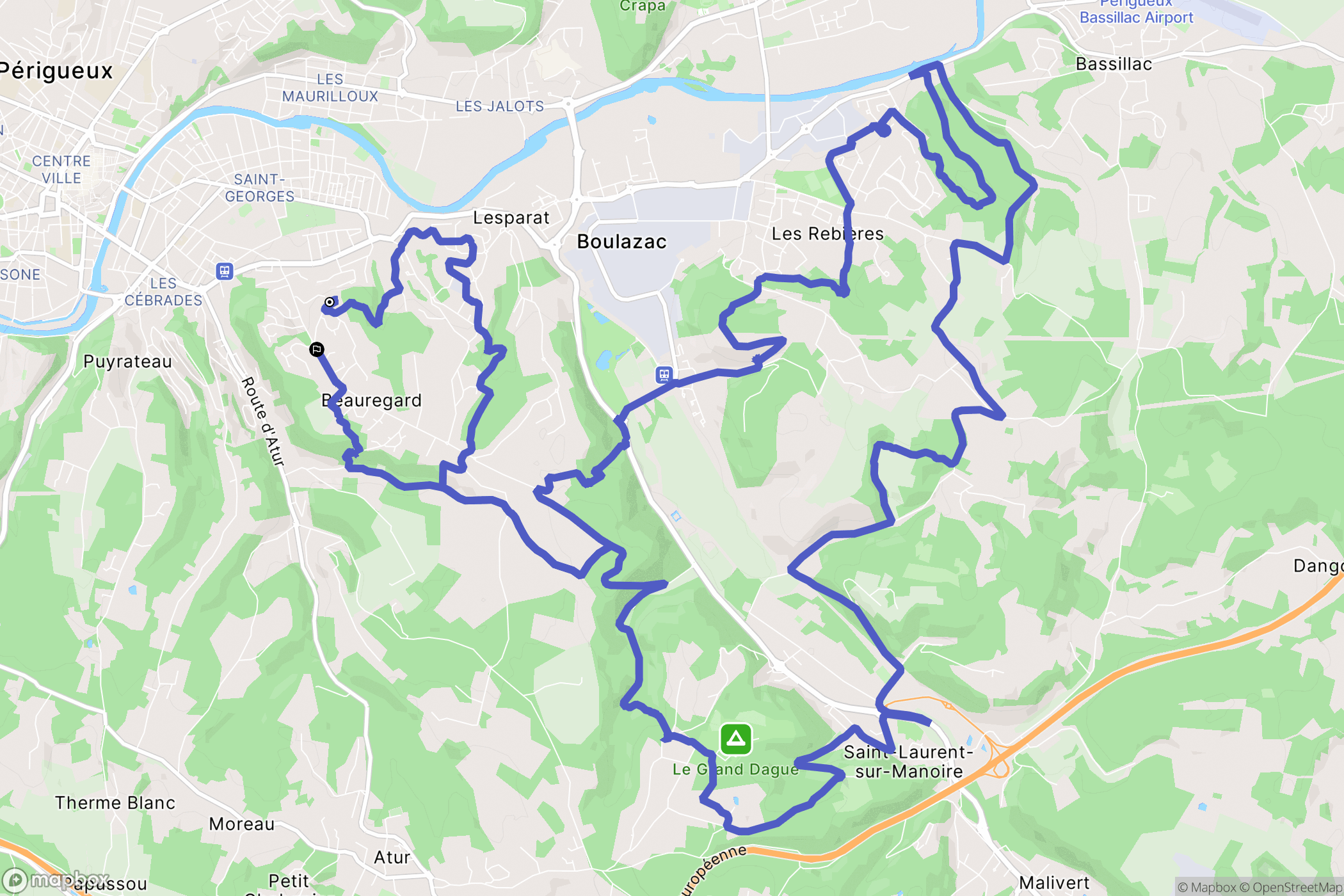 Boulazac Isle Manoire : carte du parcours de randonnée - France